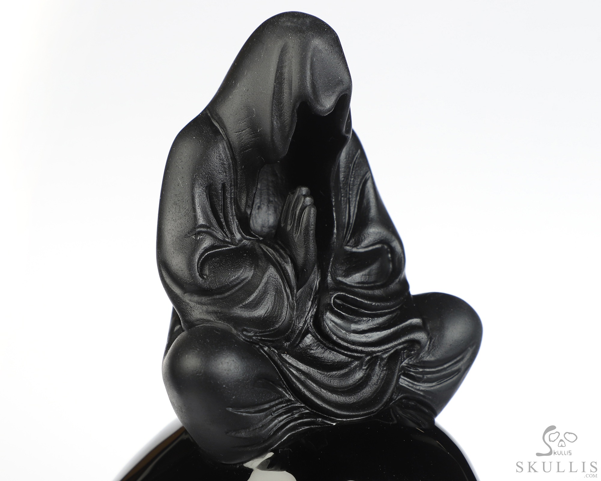 6.7" Black Obsidian Hand Carved Crystal Skull Fine Art Sculpture, Crystal Healing 6.7" Black Obsidian Hand Carved Crystal Skull Fine Art Sculpture, Crystal Healing