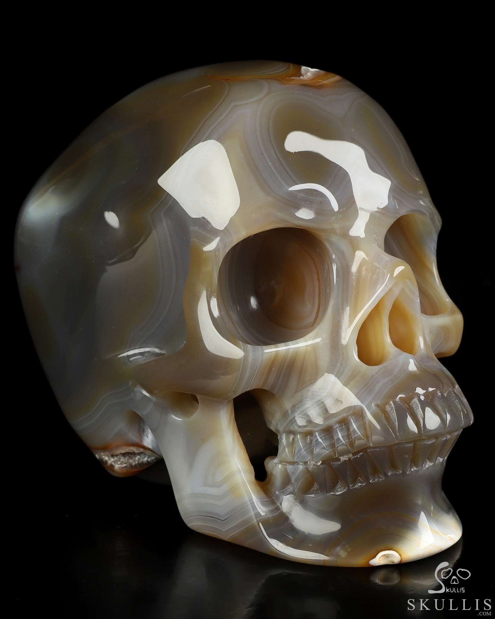 5.0" Premium Brazilian Agate Hand Carved Crystal Skull, Super Realistic, Crystal Healing 5.0" Premium Brazilian Agate Hand Carved Crystal Skull, Super Realistic, Crystal Healing