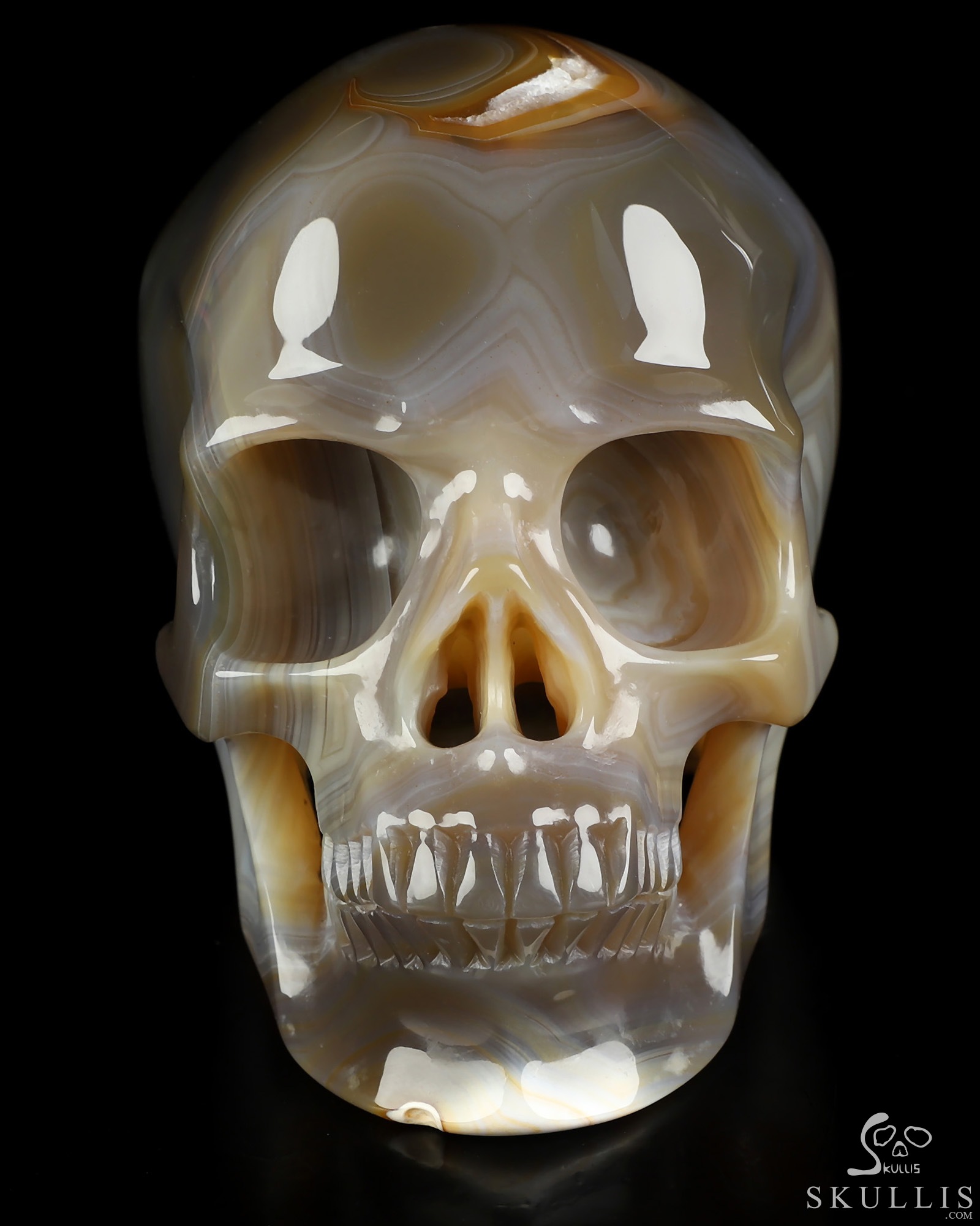 5.0" Premium Brazilian Agate Hand Carved Crystal Skull, Super Realistic, Crystal Healing 5.0" Premium Brazilian Agate Hand Carved Crystal Skull, Super Realistic, Crystal Healing