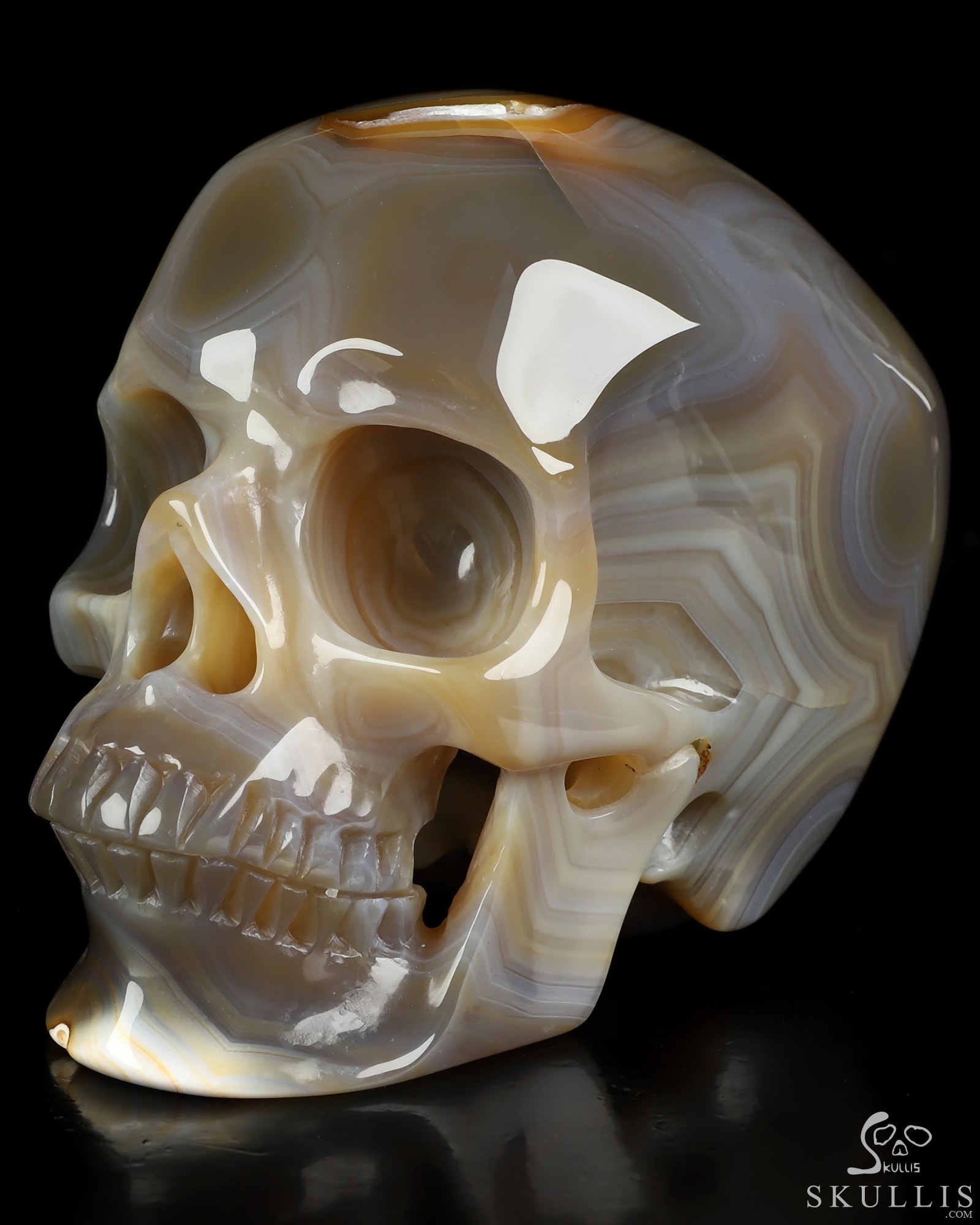 5.0" Premium Brazilian Agate Hand Carved Crystal Skull, Super Realistic, Crystal Healing 5.0" Premium Brazilian Agate Hand Carved Crystal Skull, Super Realistic, Crystal Healing