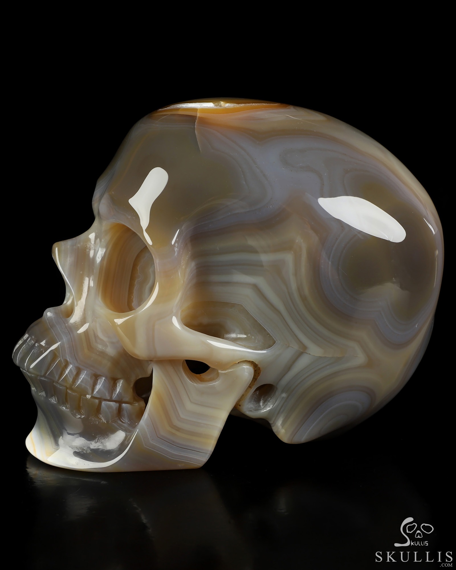 5.0" Premium Brazilian Agate Hand Carved Crystal Skull, Super Realistic, Crystal Healing 5.0" Premium Brazilian Agate Hand Carved Crystal Skull, Super Realistic, Crystal Healing