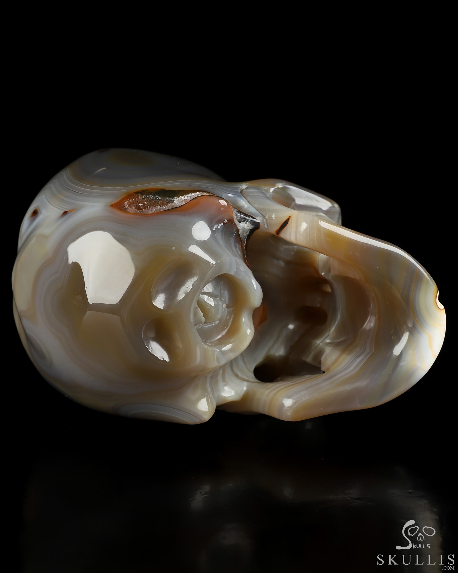 5.0" Premium Brazilian Agate Hand Carved Crystal Skull, Super Realistic, Crystal Healing 5.0" Premium Brazilian Agate Hand Carved Crystal Skull, Super Realistic, Crystal Healing