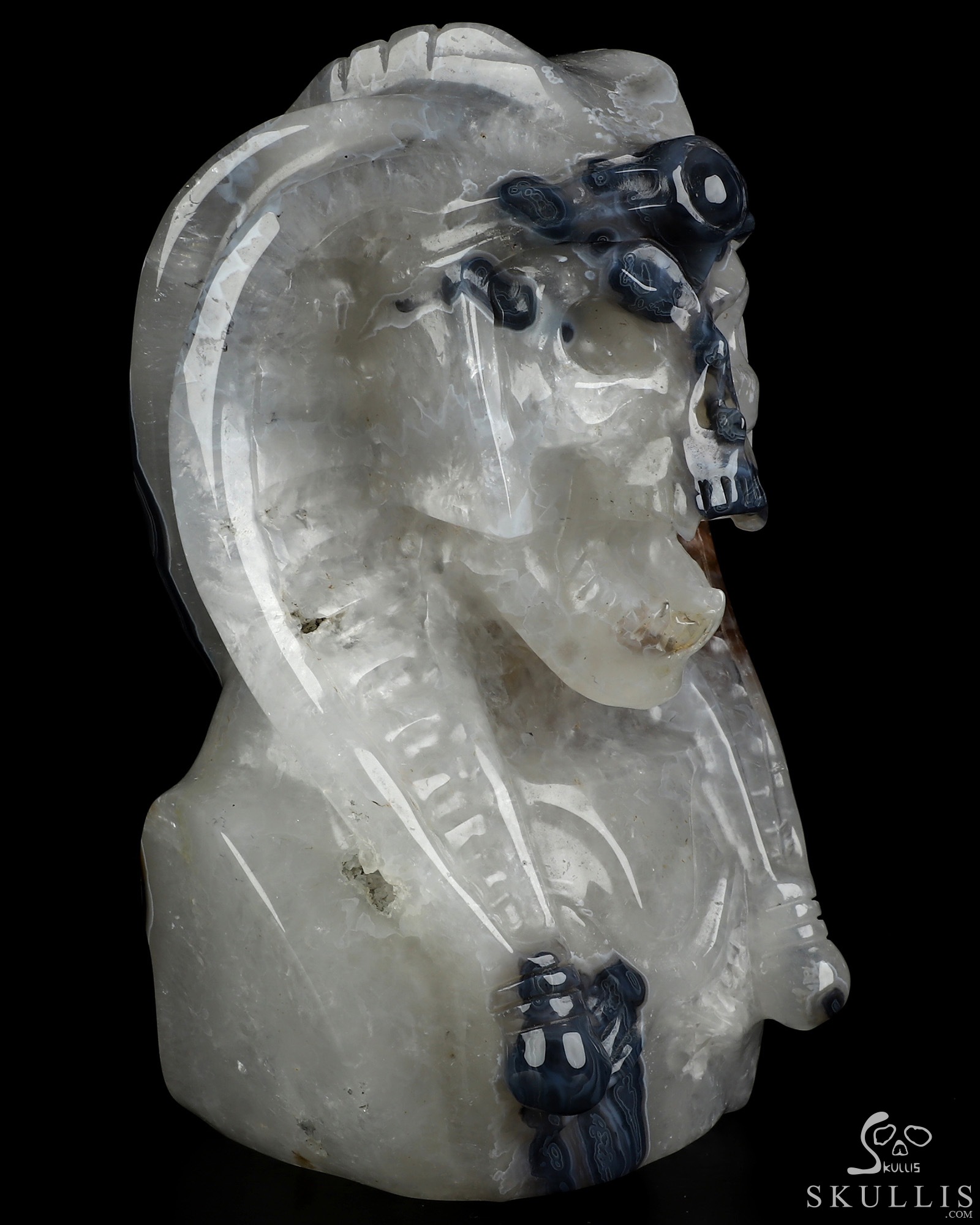 7.2" Premium Brazilian Agate Hand Carved Vampire Crystal Skull Sculpture, Crystal Healing 7.2" Premium Brazilian Agate Hand Carved Vampire Crystal Skull Sculpture, Crystal Healing