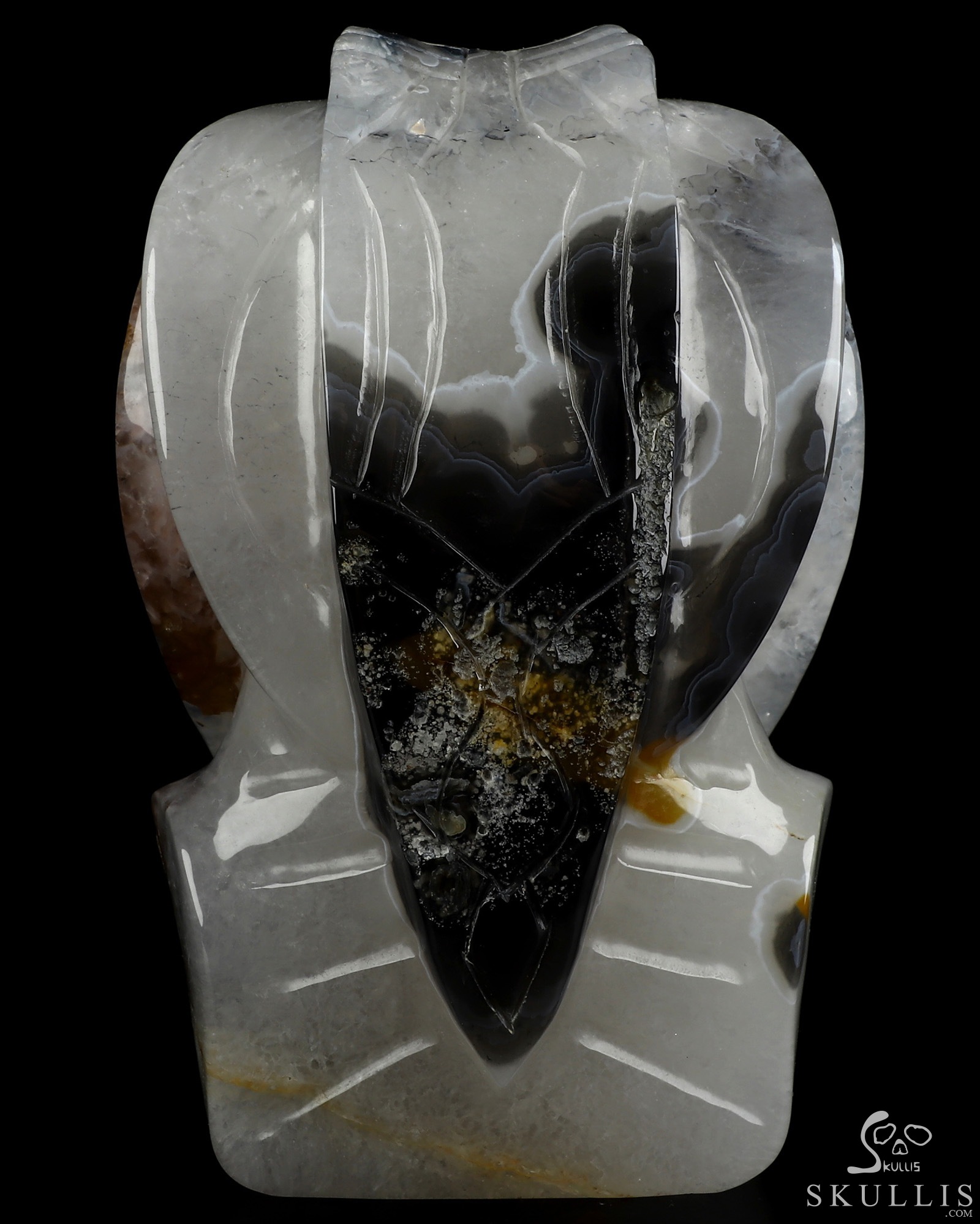 7.2" Premium Brazilian Agate Hand Carved Vampire Crystal Skull Sculpture, Crystal Healing 7.2" Premium Brazilian Agate Hand Carved Vampire Crystal Skull Sculpture, Crystal Healing