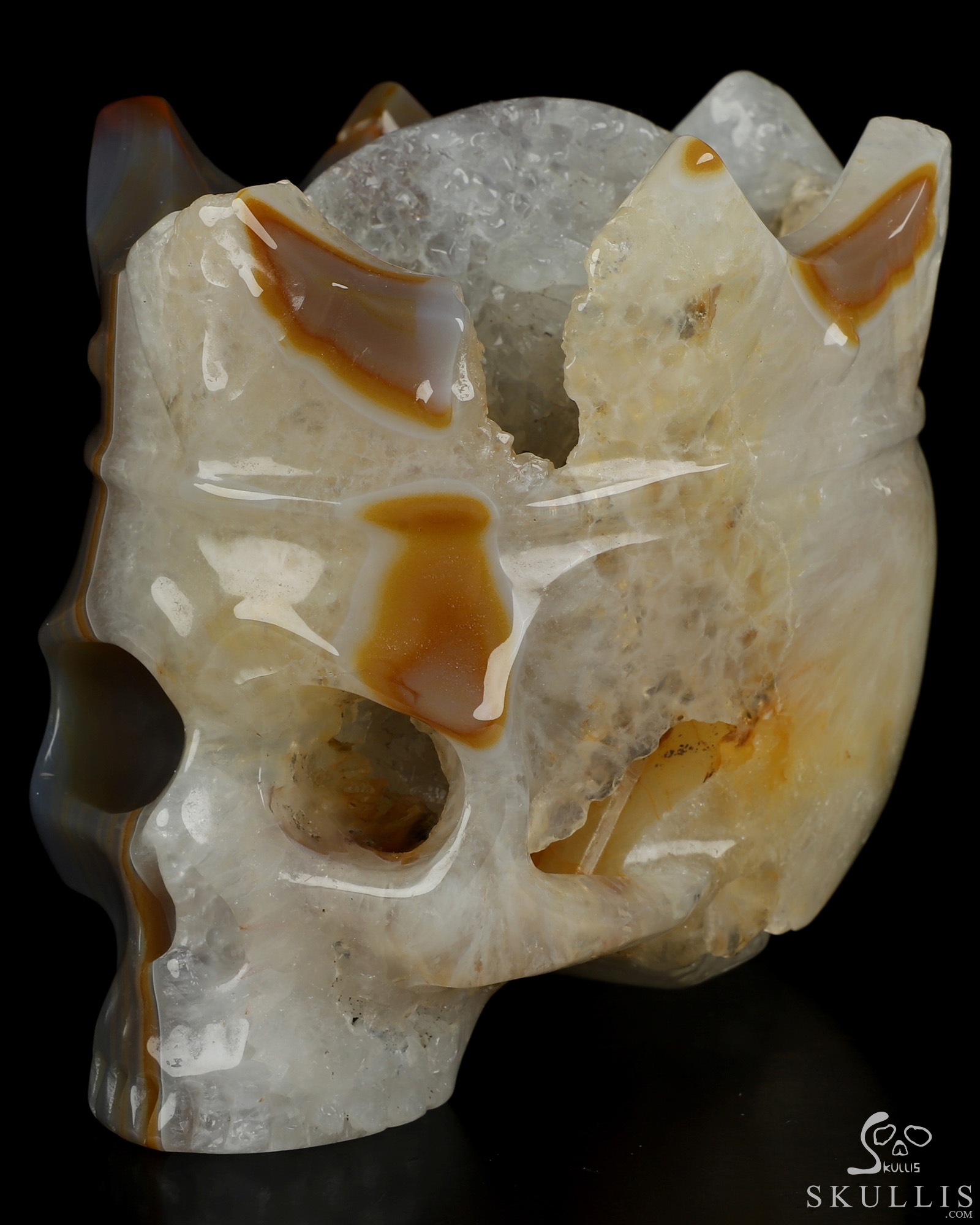 5.2" Premium Brazilian Agate Hand Carved The Queen Crystal Skull Sculpture, Crystal Healing 5.2" Premium Brazilian Agate Hand Carved The Queen Crystal Skull Sculpture, Crystal Healing