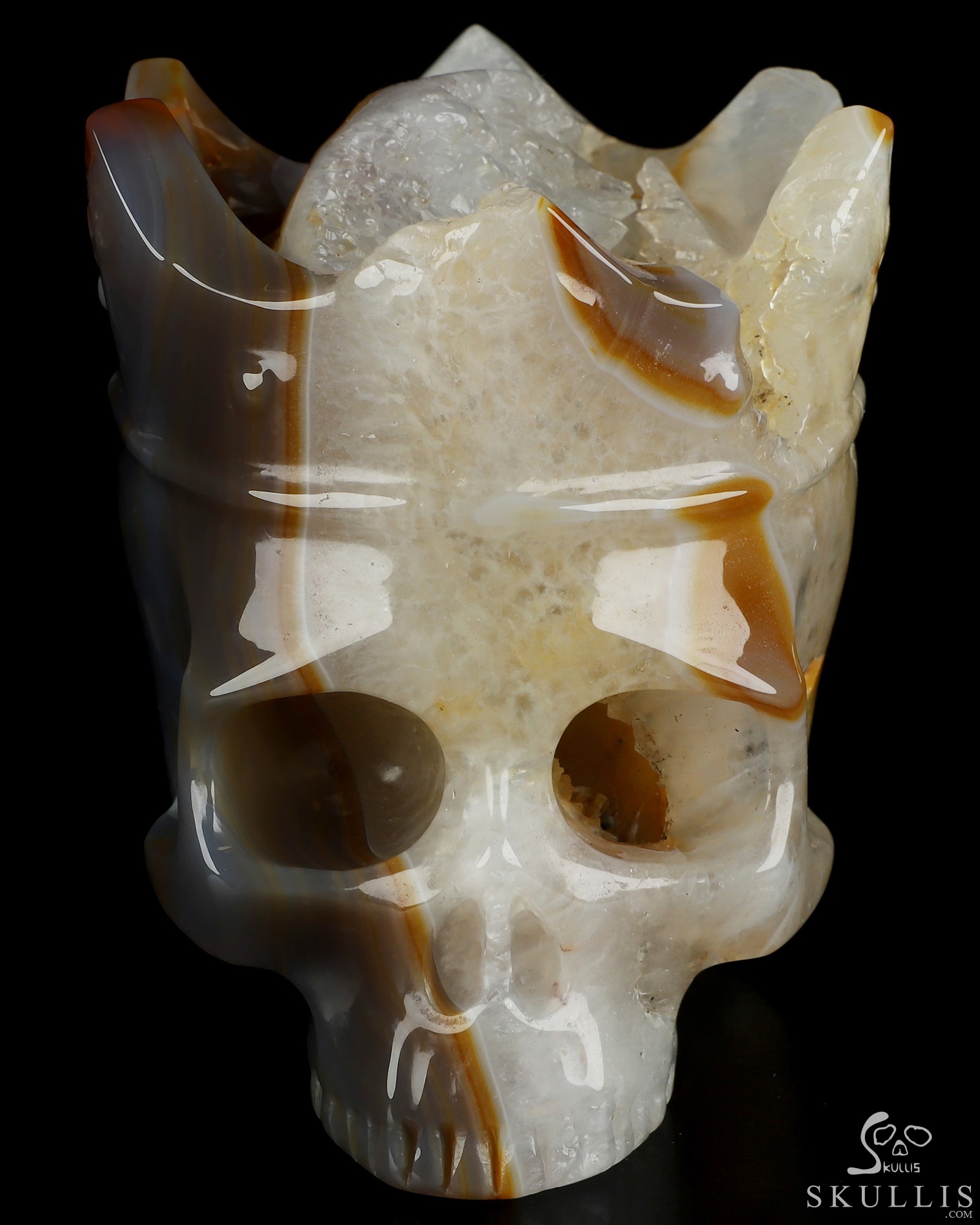 5.2" Premium Brazilian Agate Hand Carved The Queen Crystal Skull Sculpture, Crystal Healing 5.2" Premium Brazilian Agate Hand Carved The Queen Crystal Skull Sculpture, Crystal Healing
