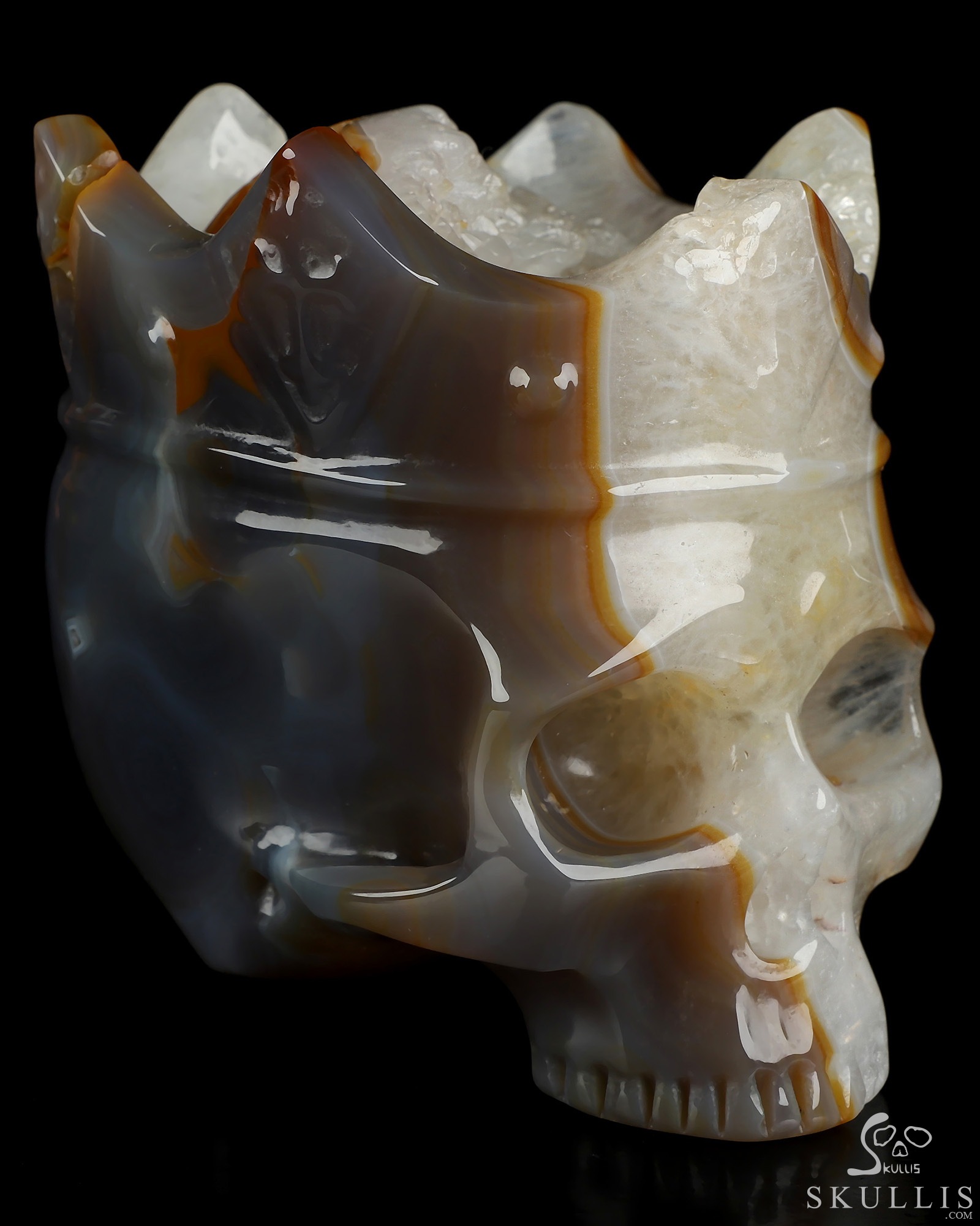 5.2" Premium Brazilian Agate Hand Carved The Queen Crystal Skull Sculpture, Crystal Healing 5.2" Premium Brazilian Agate Hand Carved The Queen Crystal Skull Sculpture, Crystal Healing