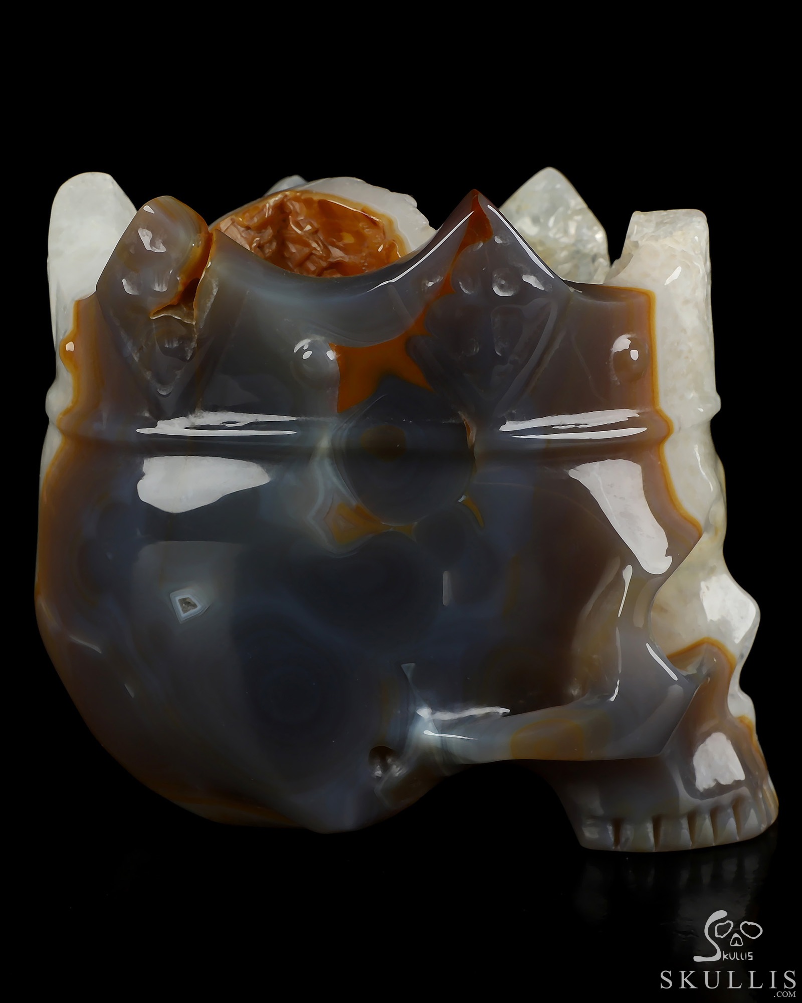 5.2" Premium Brazilian Agate Hand Carved The Queen Crystal Skull Sculpture, Crystal Healing 5.2" Premium Brazilian Agate Hand Carved The Queen Crystal Skull Sculpture, Crystal Healing