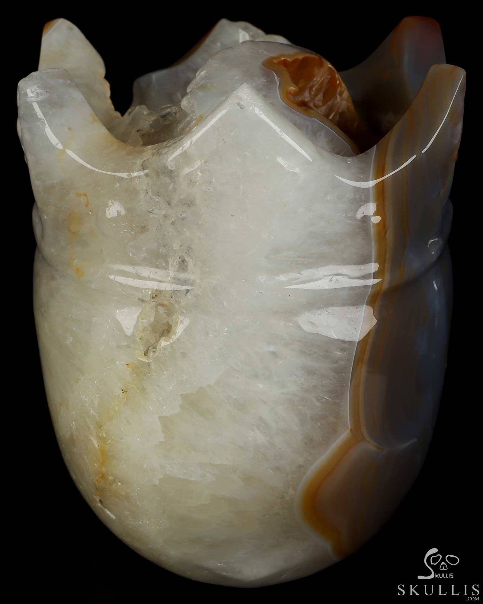 5.2" Premium Brazilian Agate Hand Carved The Queen Crystal Skull Sculpture, Crystal Healing 5.2" Premium Brazilian Agate Hand Carved The Queen Crystal Skull Sculpture, Crystal Healing