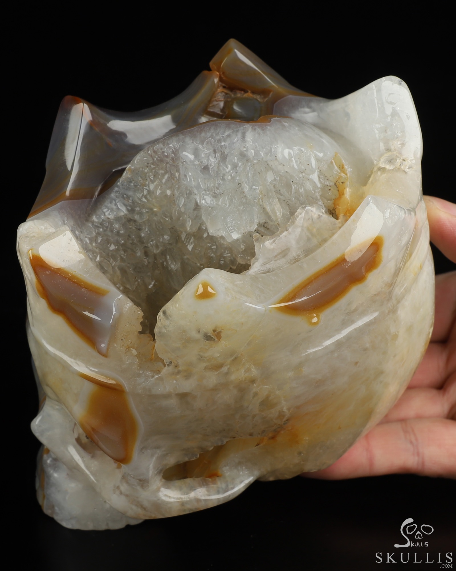 5.2" Premium Brazilian Agate Hand Carved The Queen Crystal Skull Sculpture, Crystal Healing 5.2" Premium Brazilian Agate Hand Carved The Queen Crystal Skull Sculpture, Crystal Healing