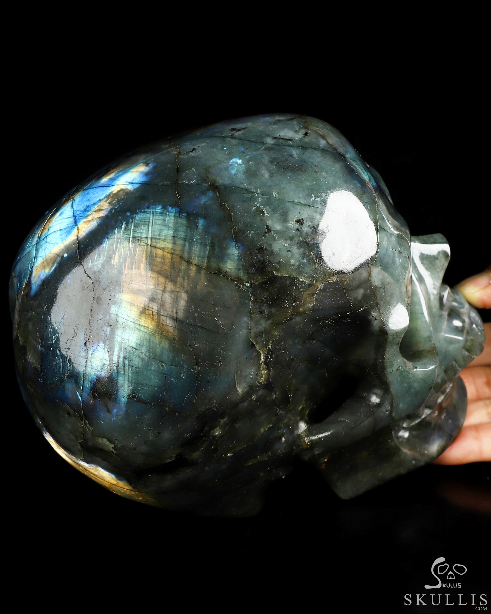 Lifesized 6.8" Labradorite Hand Carved Crystal Skull, Super Realistic, Crystal Healing Lifesized 6.8" Labradorite Hand Carved Crystal Skull, Super Realistic, Crystal Healing