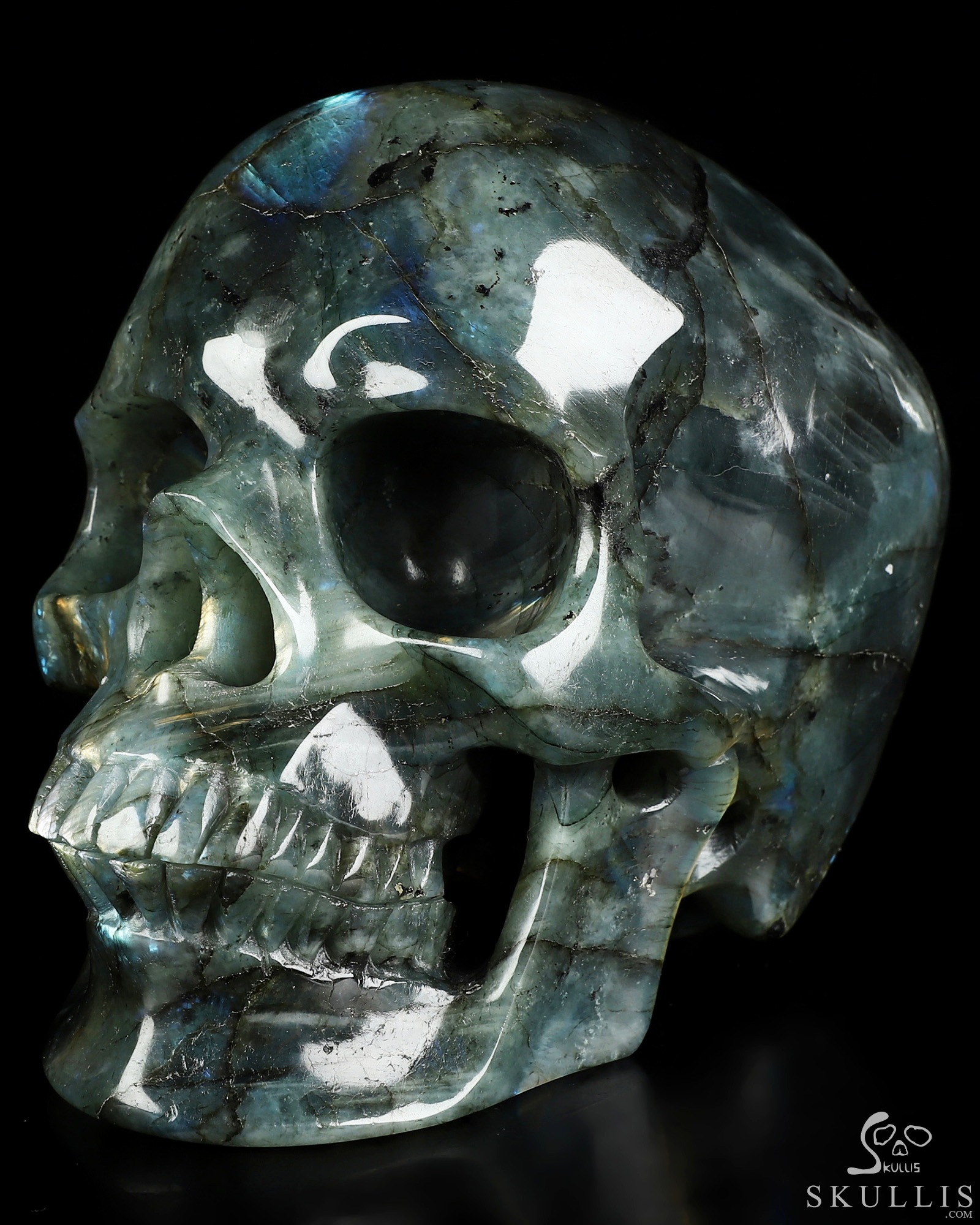 Lifesized 6.8" Labradorite Hand Carved Crystal Skull, Super Realistic, Crystal Healing Lifesized 6.8" Labradorite Hand Carved Crystal Skull, Super Realistic, Crystal Healing