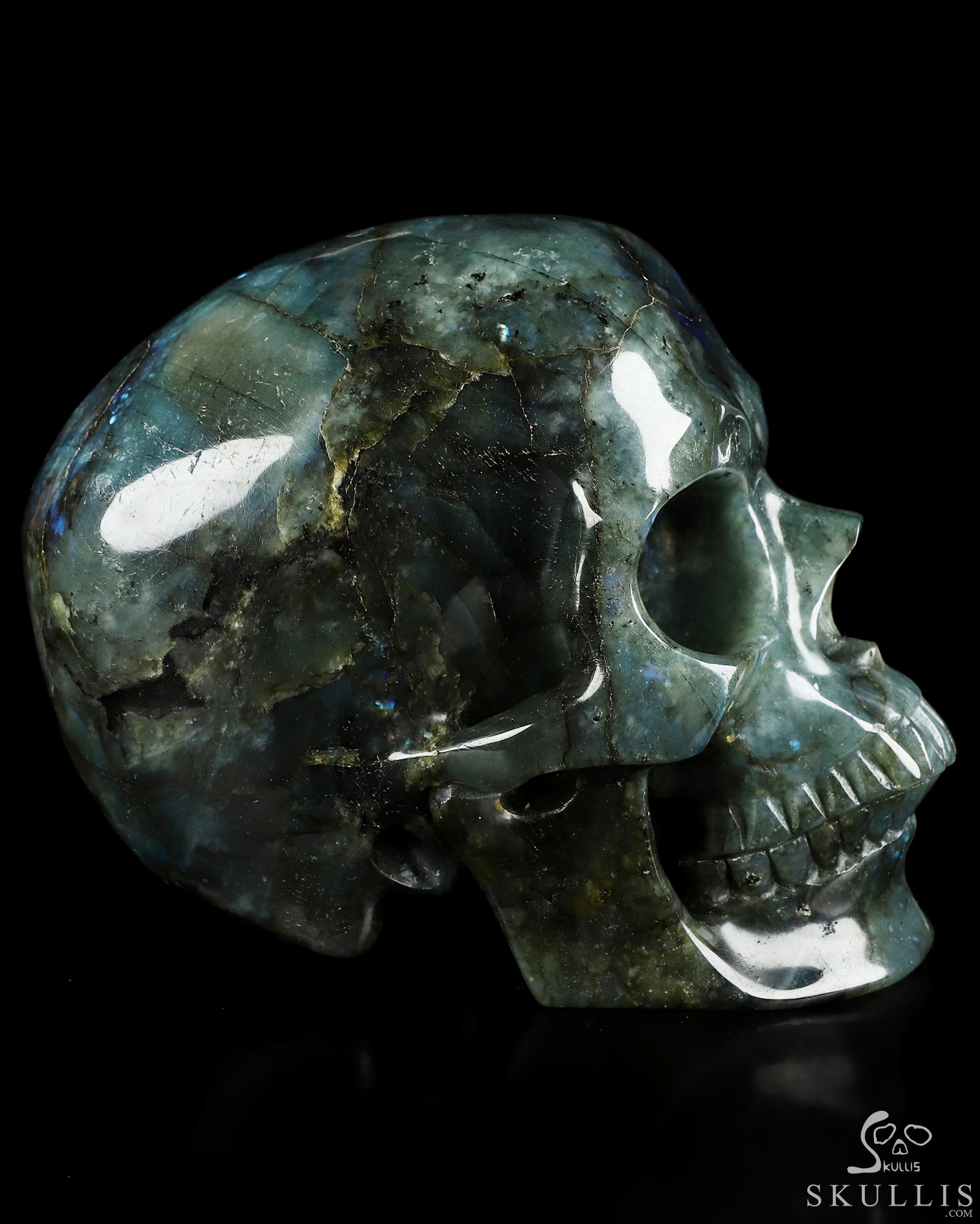 Lifesized 6.8" Labradorite Hand Carved Crystal Skull, Super Realistic, Crystal Healing Lifesized 6.8" Labradorite Hand Carved Crystal Skull, Super Realistic, Crystal Healing
