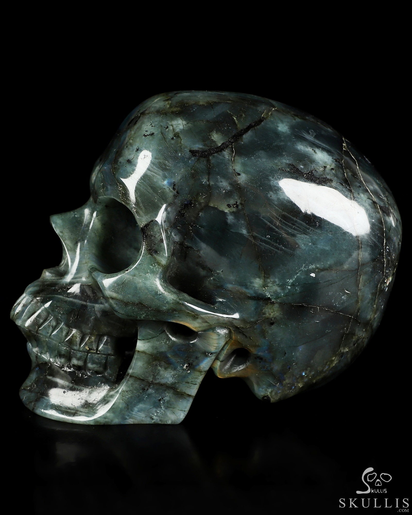 Lifesized 6.8" Labradorite Hand Carved Crystal Skull, Super Realistic, Crystal Healing Lifesized 6.8" Labradorite Hand Carved Crystal Skull, Super Realistic, Crystal Healing
