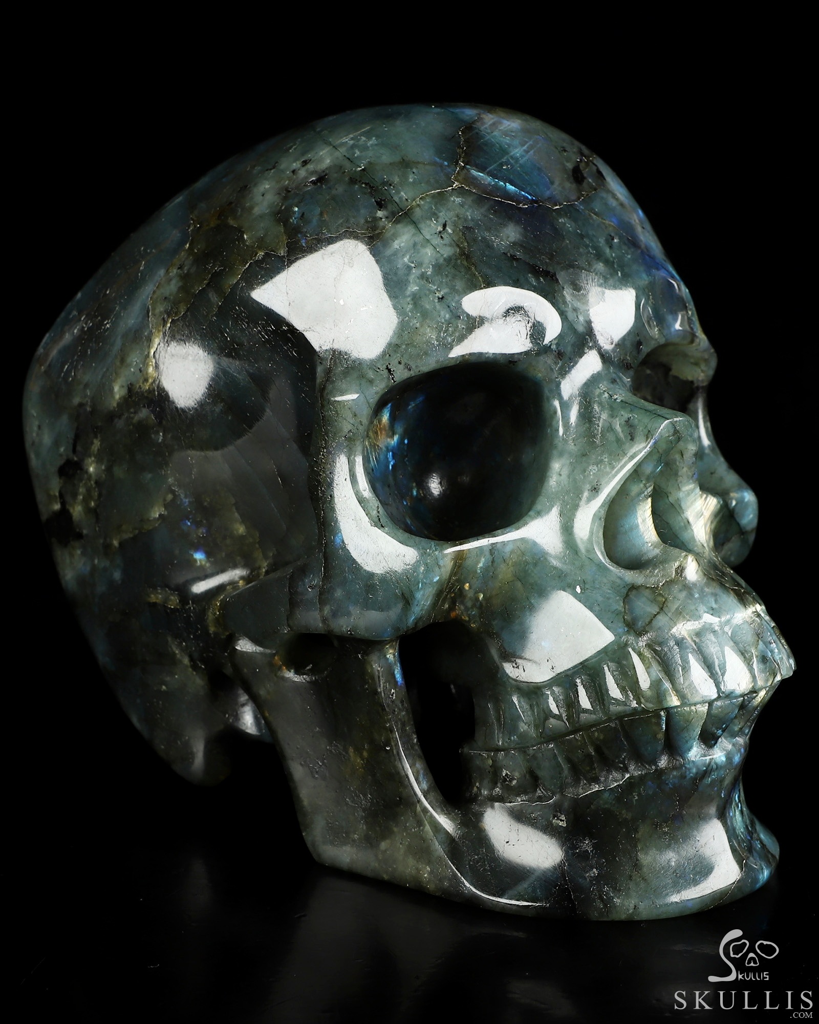 Lifesized 6.8" Labradorite Hand Carved Crystal Skull, Super Realistic, Crystal Healing Lifesized 6.8" Labradorite Hand Carved Crystal Skull, Super Realistic, Crystal Healing