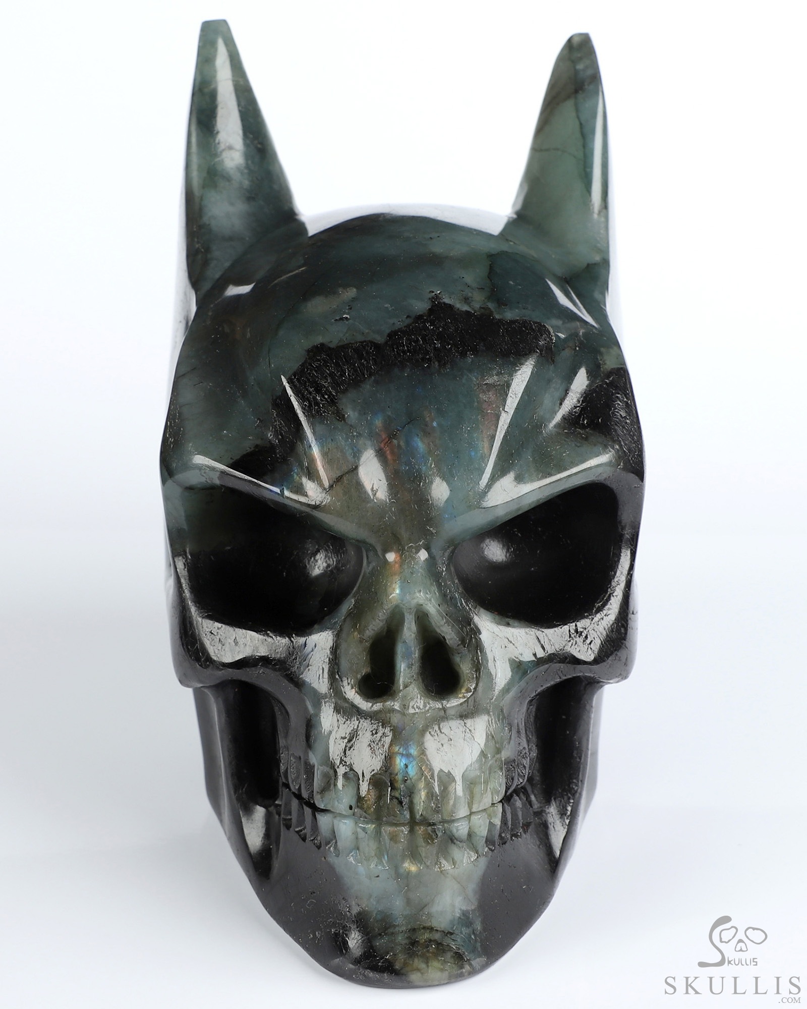 4.9" Labradorite Hand Carved Batman Crystal Skull Fine Art Sculpture, Crystal Healing 4.9" Labradorite Hand Carved Batman Crystal Skull Fine Art Sculpture, Crystal Healing