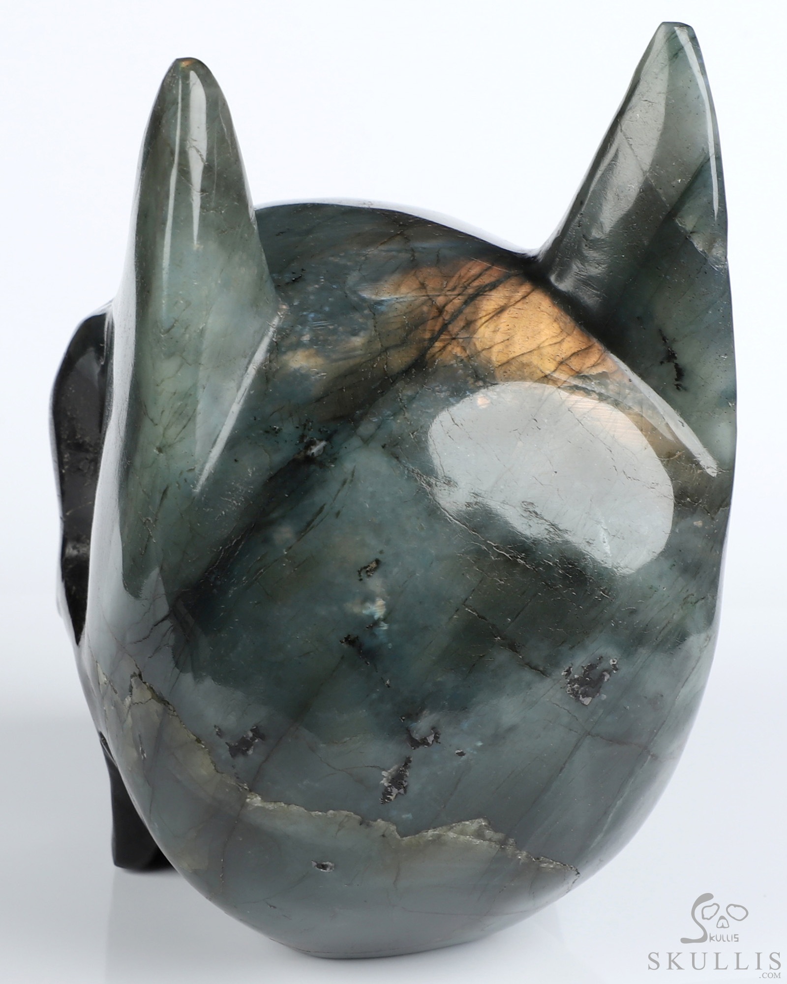 4.9" Labradorite Hand Carved Batman Crystal Skull Fine Art Sculpture, Crystal Healing 4.9" Labradorite Hand Carved Batman Crystal Skull Fine Art Sculpture, Crystal Healing
