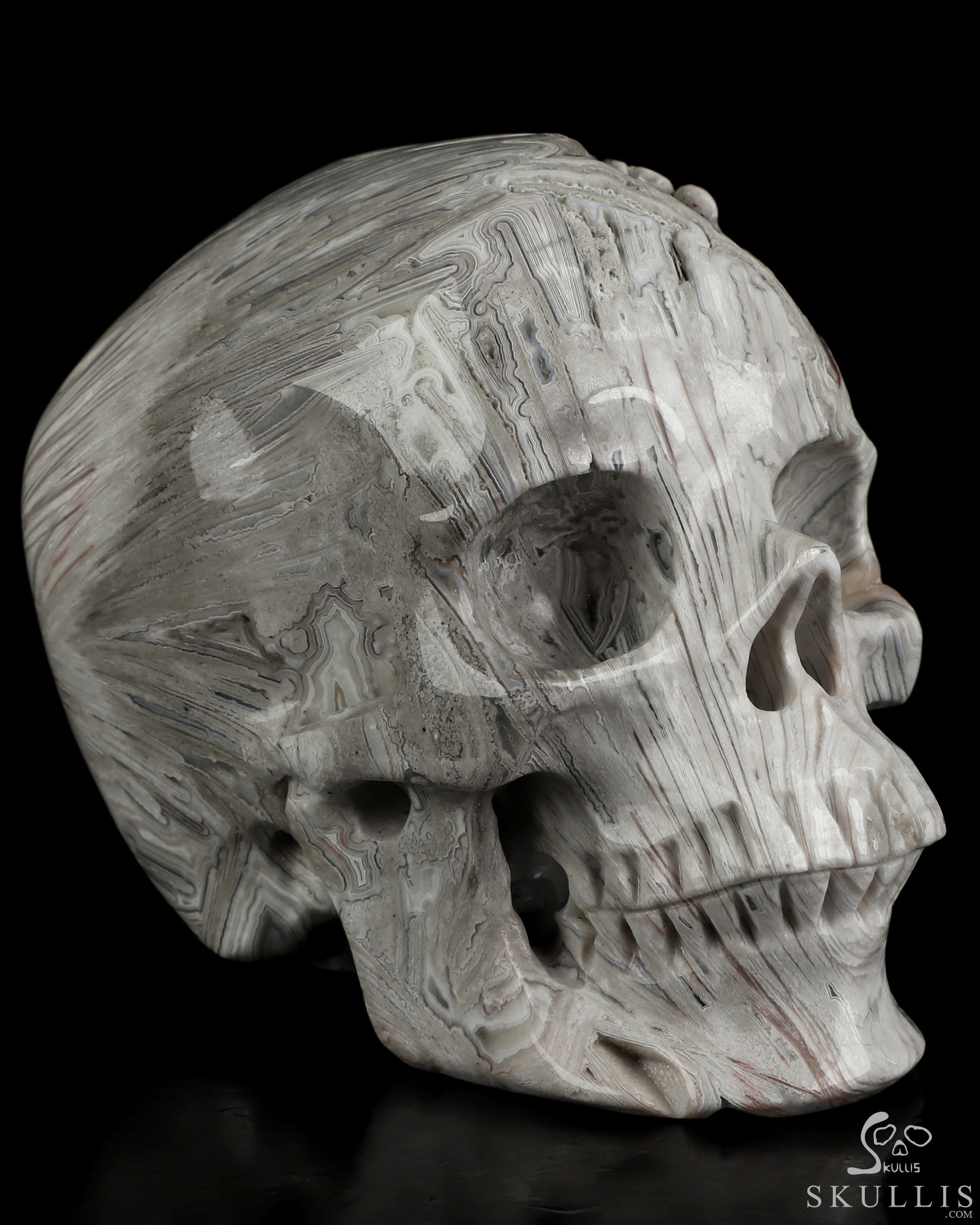 4.1" Larrice Agate Hand Carved Crystal Skull, Super Realistic, Crystal Healing 4.1" Larrice Agate Hand Carved Crystal Skull, Super Realistic, Crystal Healing