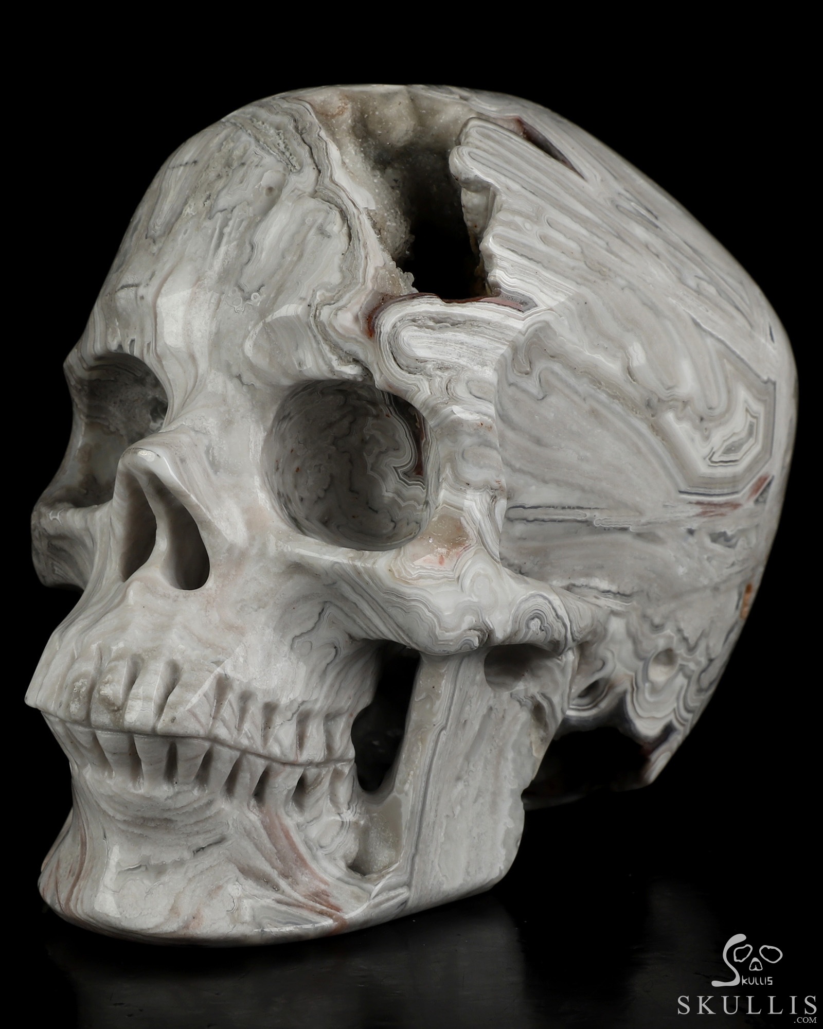 4.1" Larrice Agate Hand Carved Crystal Skull, Super Realistic, Crystal Healing 4.1" Larrice Agate Hand Carved Crystal Skull, Super Realistic, Crystal Healing