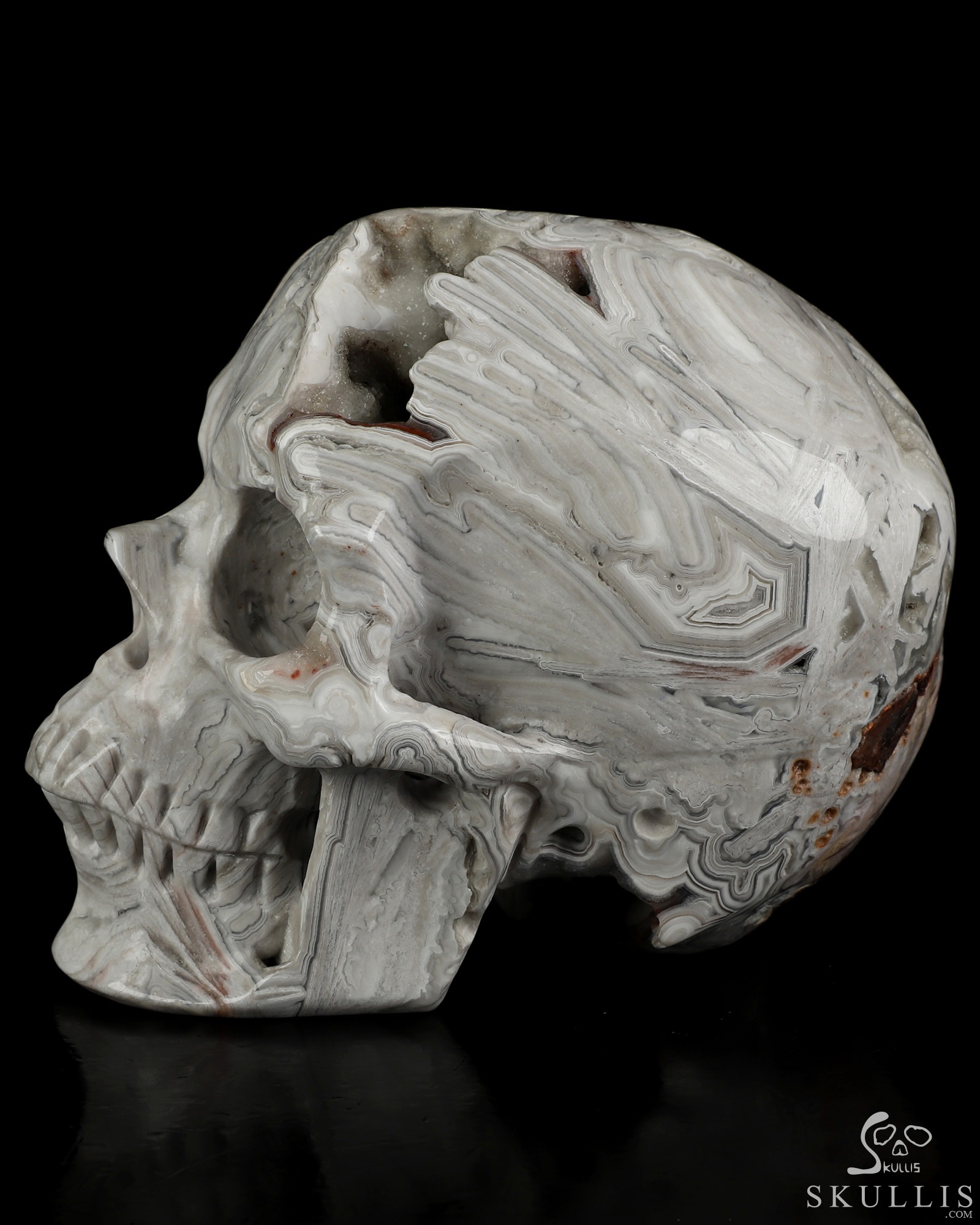 4.1" Larrice Agate Hand Carved Crystal Skull, Super Realistic, Crystal Healing 4.1" Larrice Agate Hand Carved Crystal Skull, Super Realistic, Crystal Healing