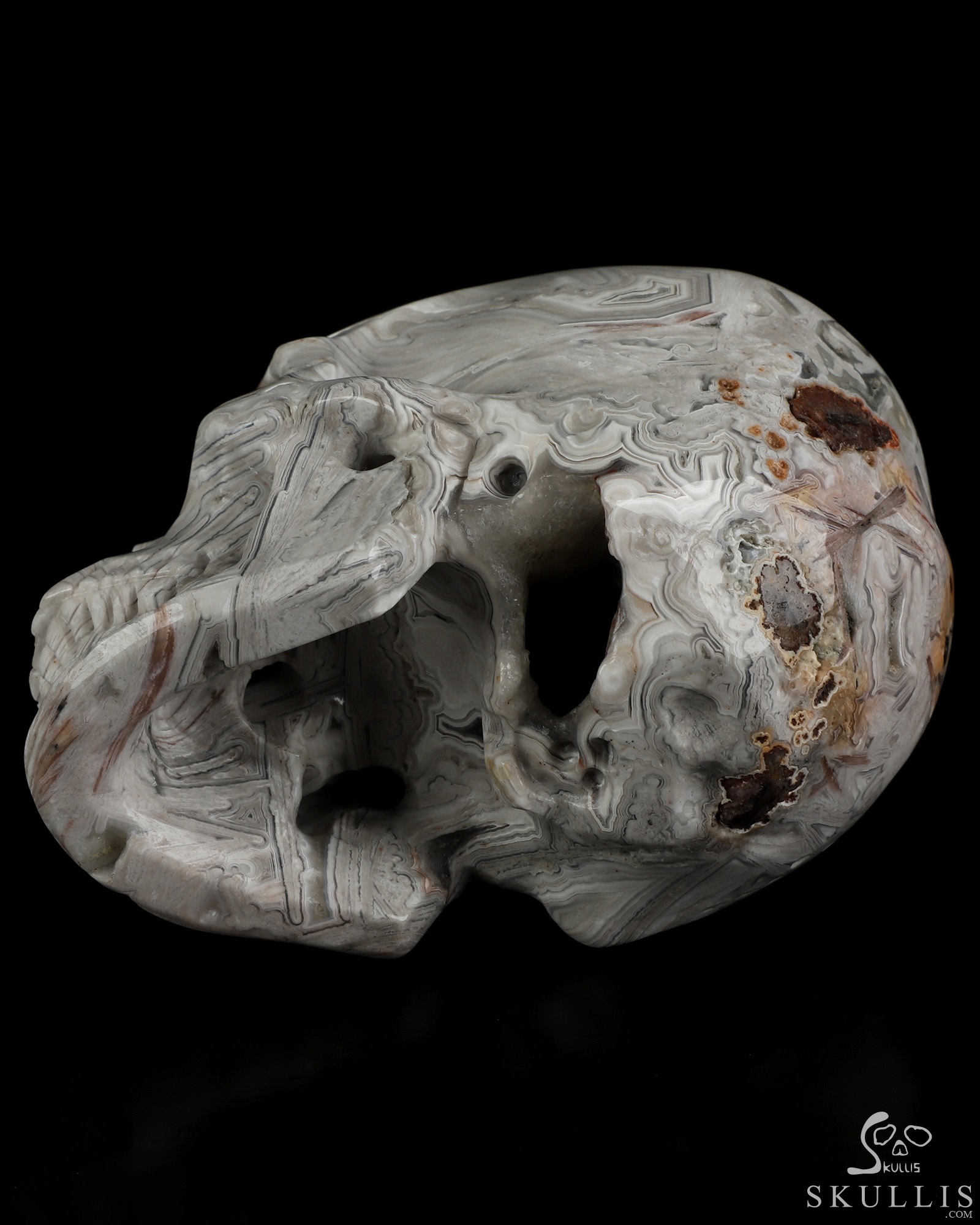 4.1" Larrice Agate Hand Carved Crystal Skull, Super Realistic, Crystal Healing 4.1" Larrice Agate Hand Carved Crystal Skull, Super Realistic, Crystal Healing