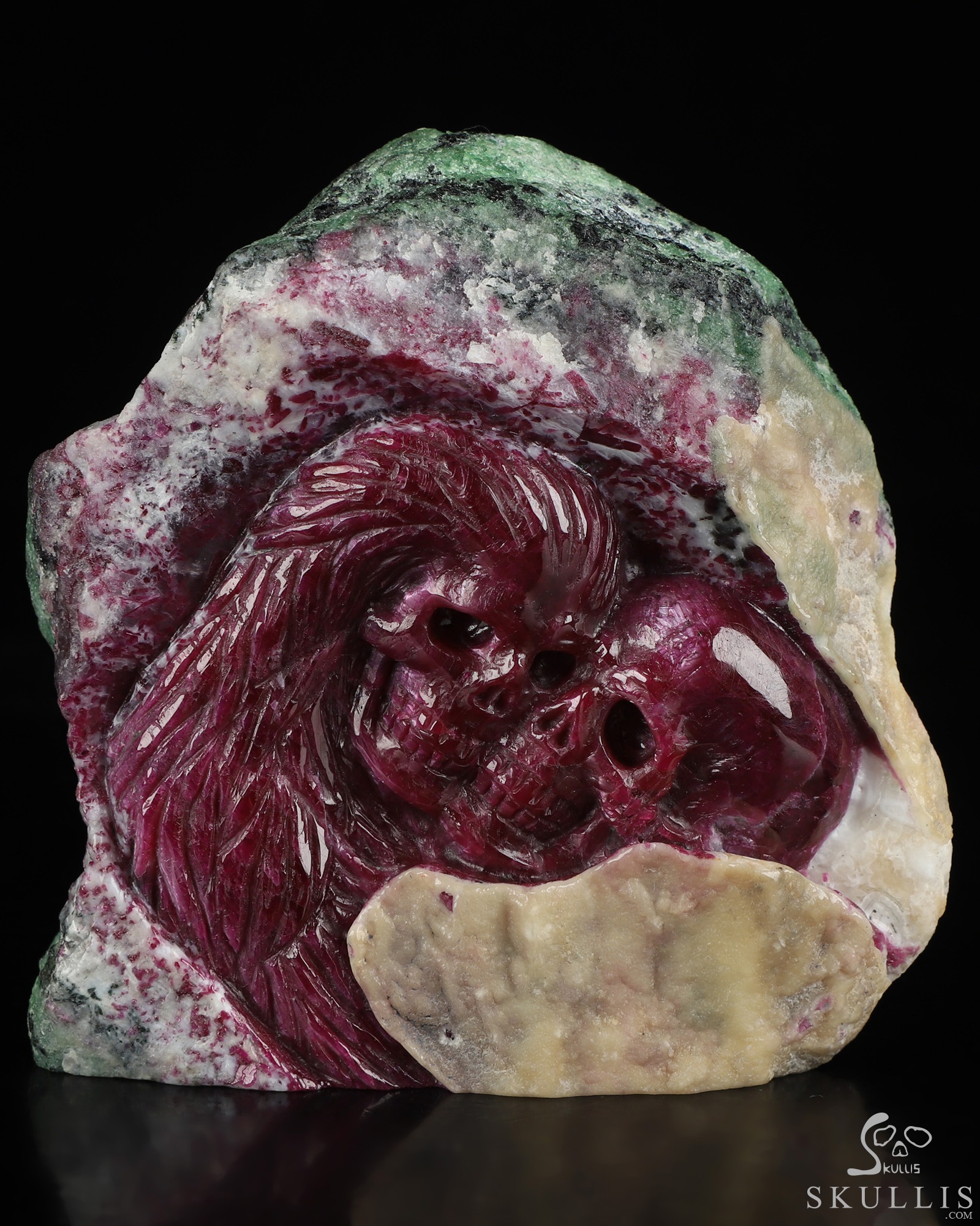 3.8" Ruby Hand Carved Crystal Skulls Fine Art Sculpture, Crystal Healing 3.8" Ruby Hand Carved Crystal Skulls Fine Art Sculpture, Crystal Healing
