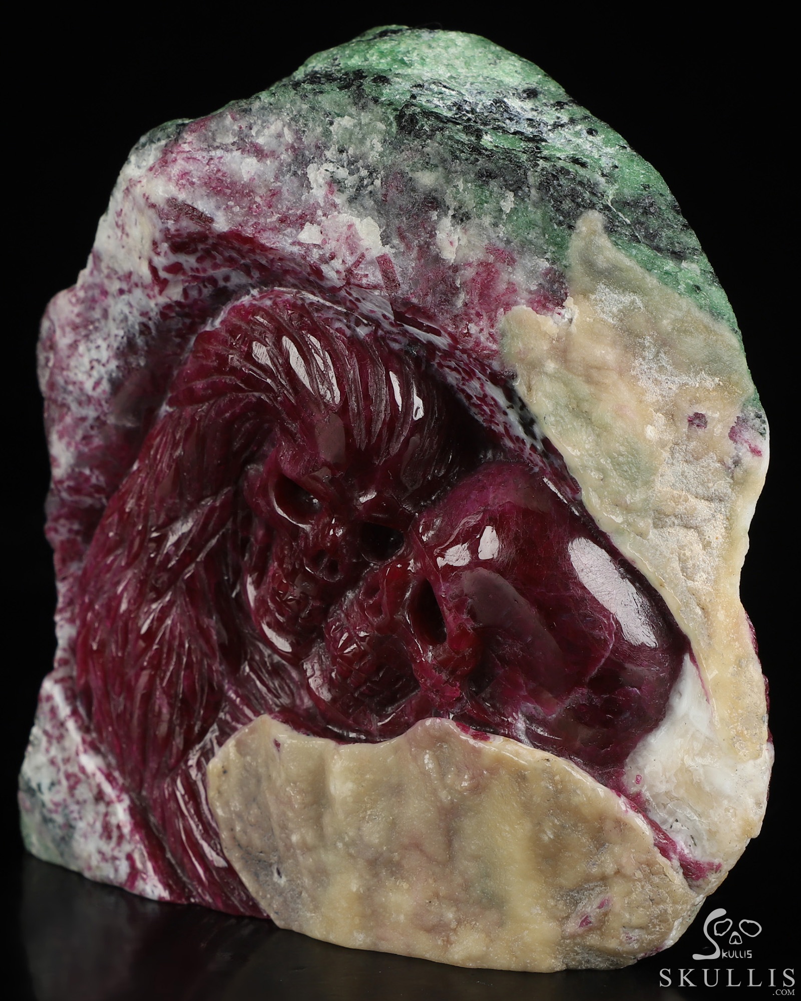 3.8" Ruby Hand Carved Crystal Skulls Fine Art Sculpture, Crystal Healing 3.8" Ruby Hand Carved Crystal Skulls Fine Art Sculpture, Crystal Healing