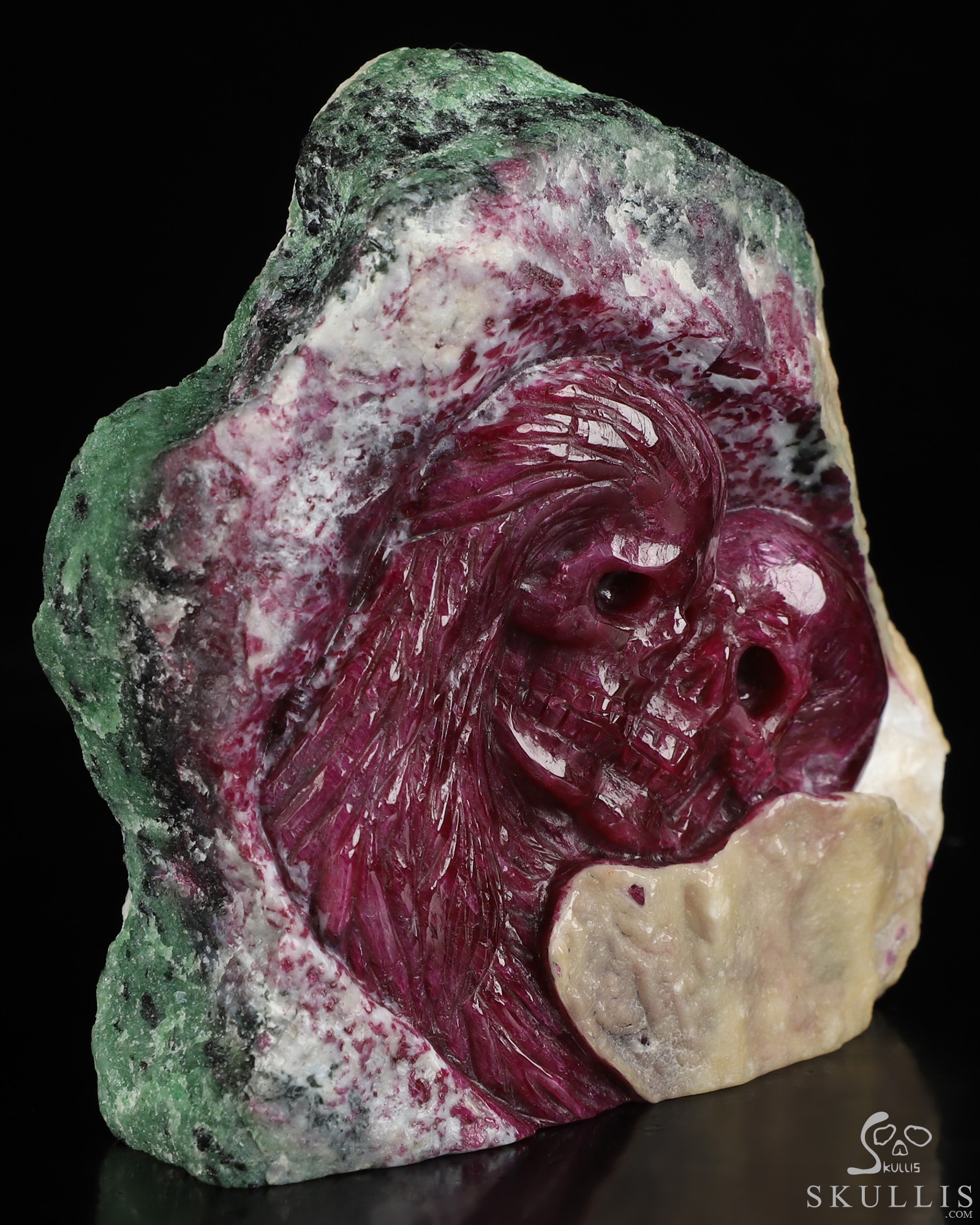 3.8" Ruby Hand Carved Crystal Skulls Fine Art Sculpture, Crystal Healing 3.8" Ruby Hand Carved Crystal Skulls Fine Art Sculpture, Crystal Healing