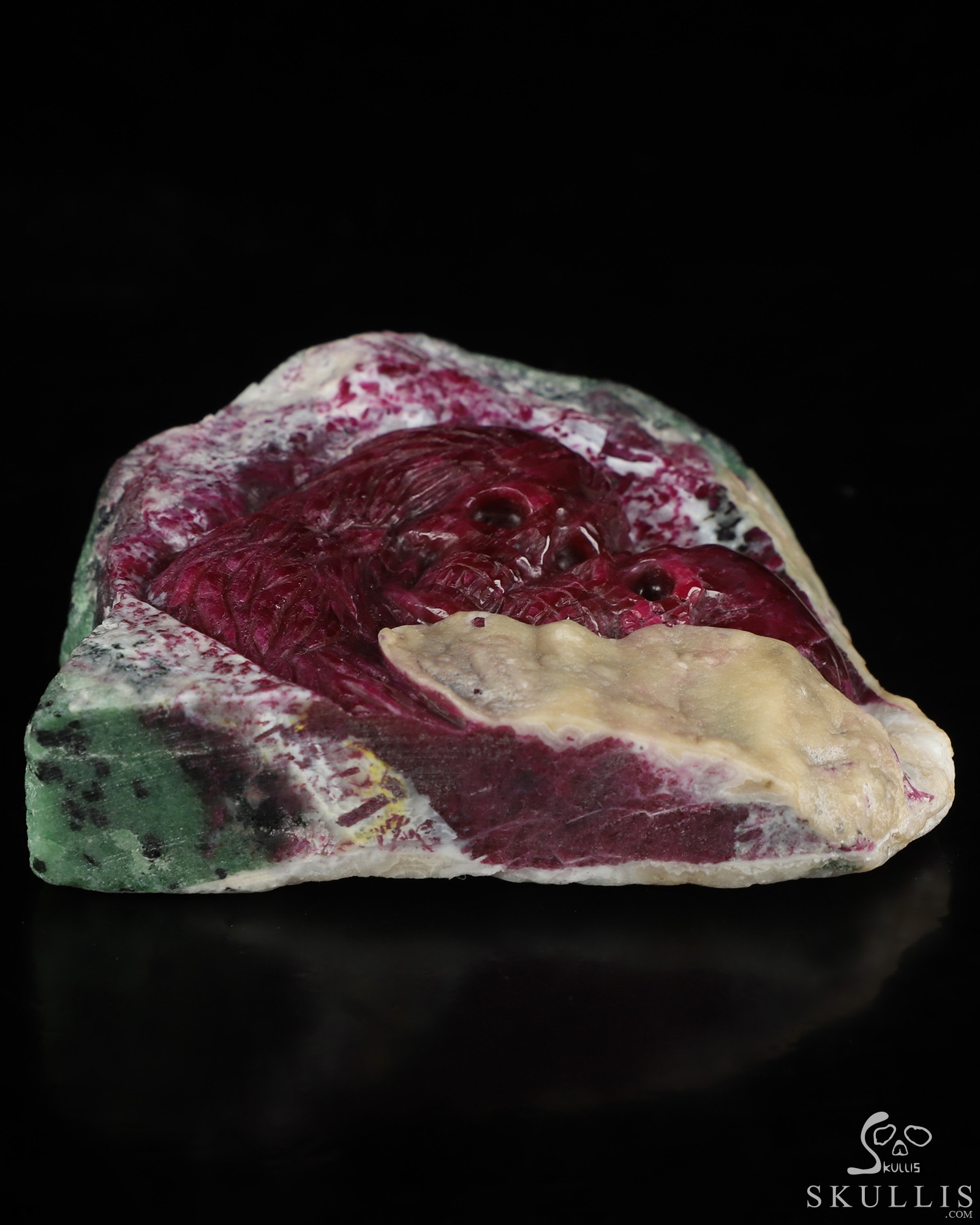 3.8" Ruby Hand Carved Crystal Skulls Fine Art Sculpture, Crystal Healing 3.8" Ruby Hand Carved Crystal Skulls Fine Art Sculpture, Crystal Healing