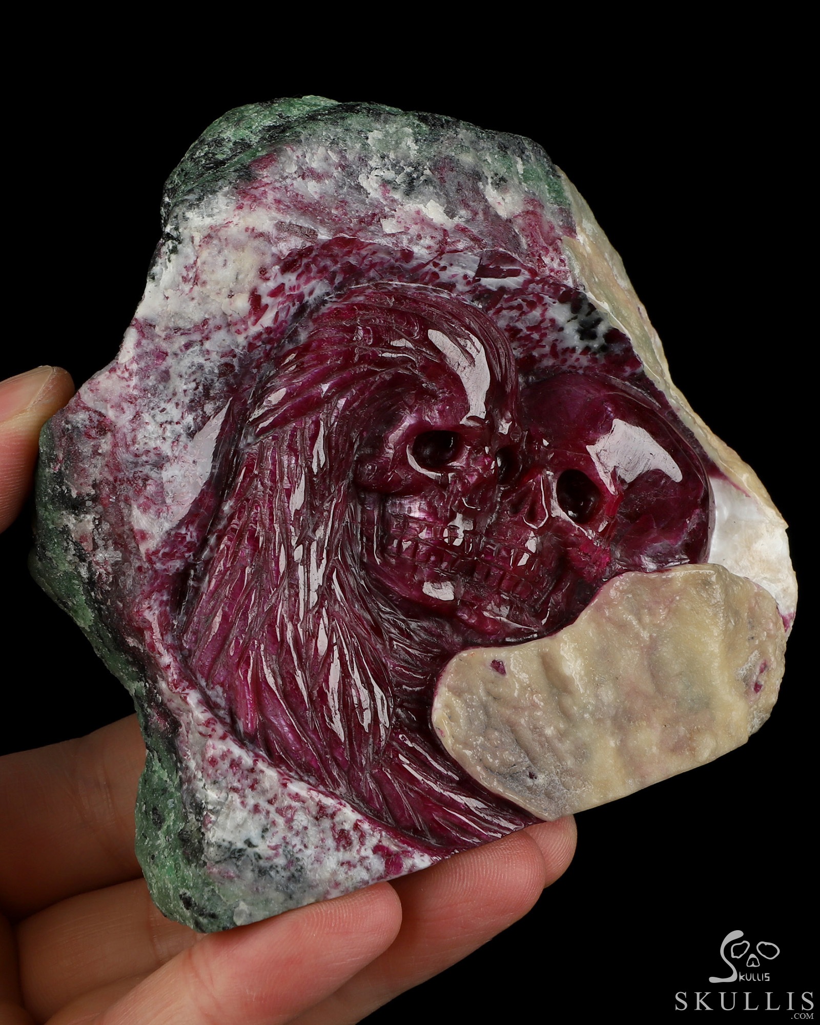 3.8" Ruby Hand Carved Crystal Skulls Fine Art Sculpture, Crystal Healing 3.8" Ruby Hand Carved Crystal Skulls Fine Art Sculpture, Crystal Healing