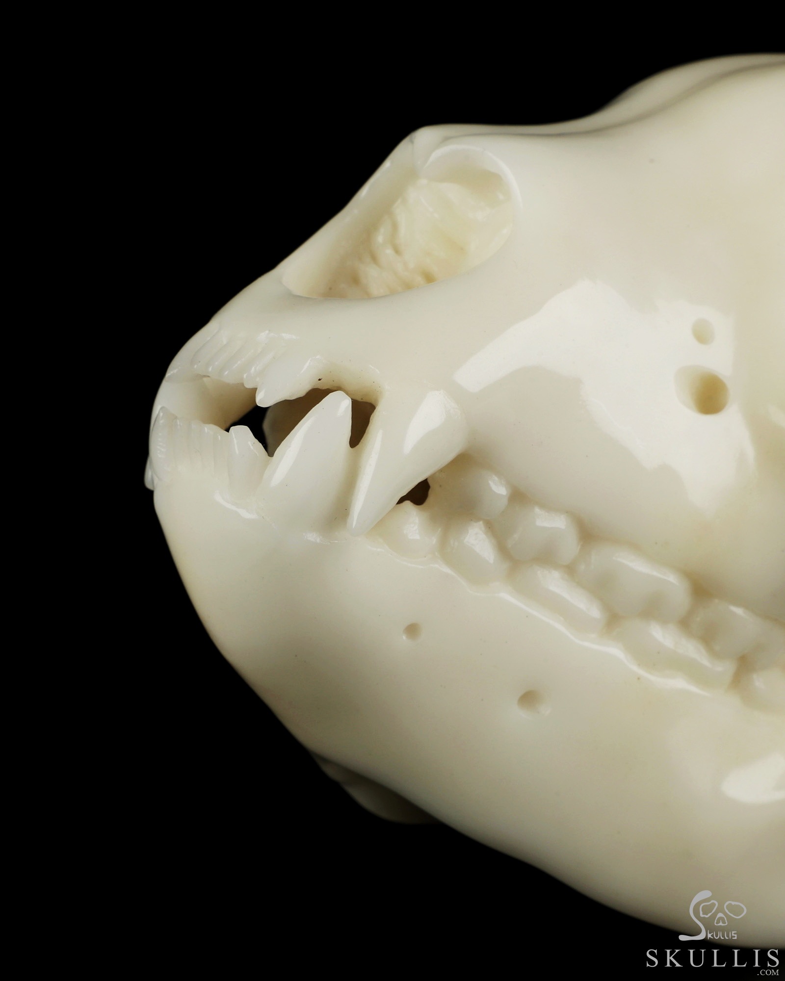8.0" White Jade Hand Carved Wolf Crystal Skull Sculpture, Crystal Healing 8.0" White Jade Hand Carved Wolf Crystal Skull Sculpture, Crystal Healing