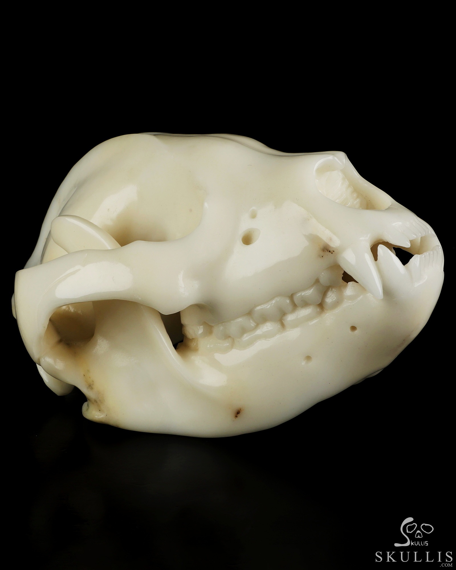 8.0" White Jade Hand Carved Wolf Crystal Skull Sculpture, Crystal Healing 8.0" White Jade Hand Carved Wolf Crystal Skull Sculpture, Crystal Healing