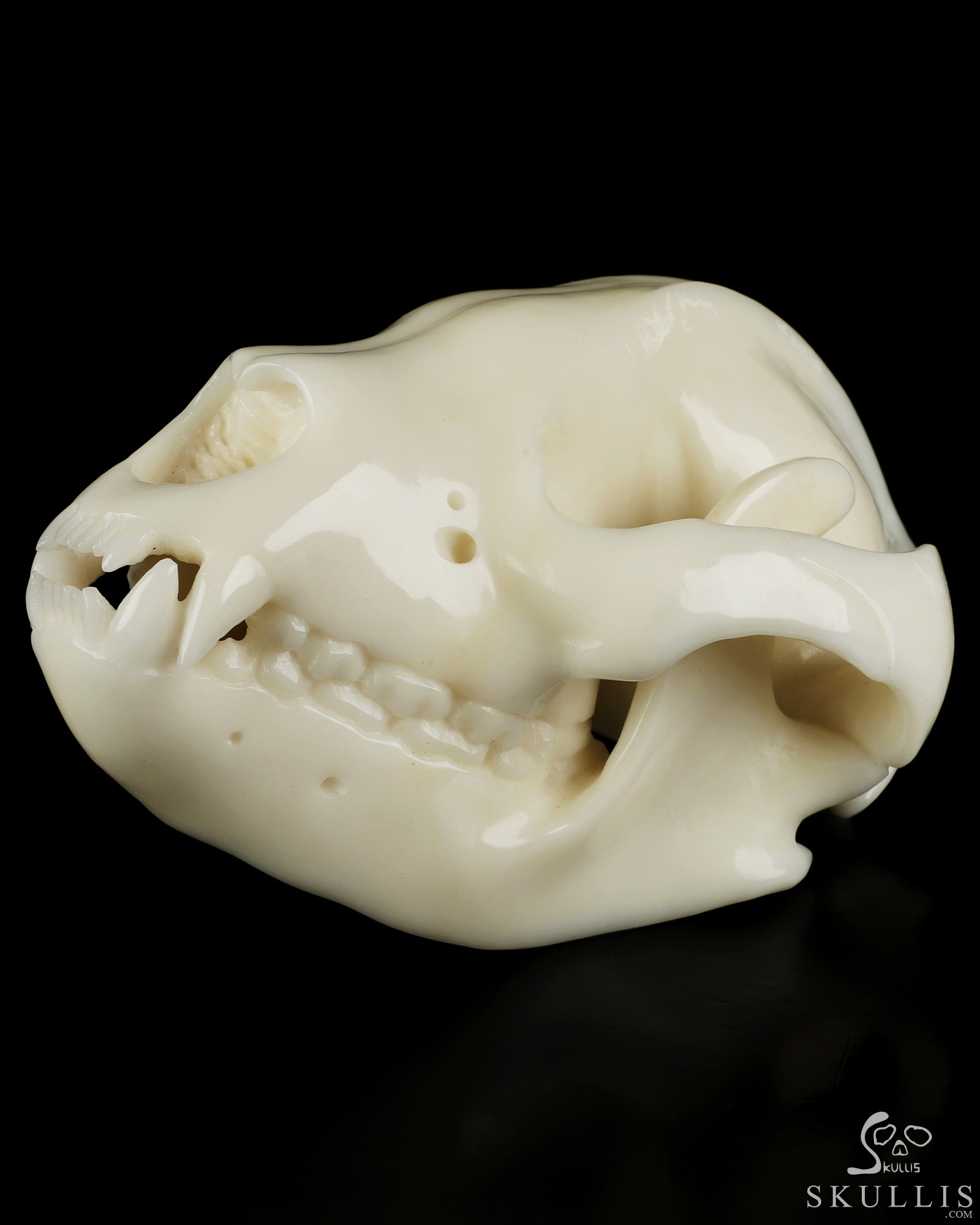 8.0" White Jade Hand Carved Wolf Crystal Skull Sculpture, Crystal Healing 8.0" White Jade Hand Carved Wolf Crystal Skull Sculpture, Crystal Healing
