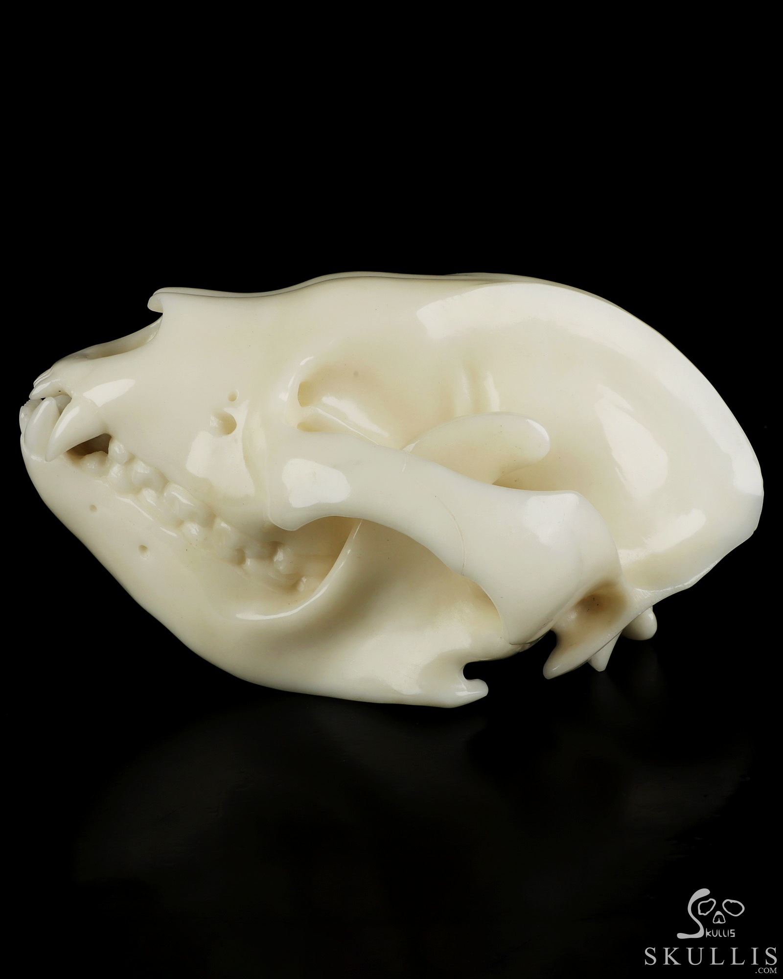 8.0" White Jade Hand Carved Wolf Crystal Skull Sculpture, Crystal Healing 8.0" White Jade Hand Carved Wolf Crystal Skull Sculpture, Crystal Healing