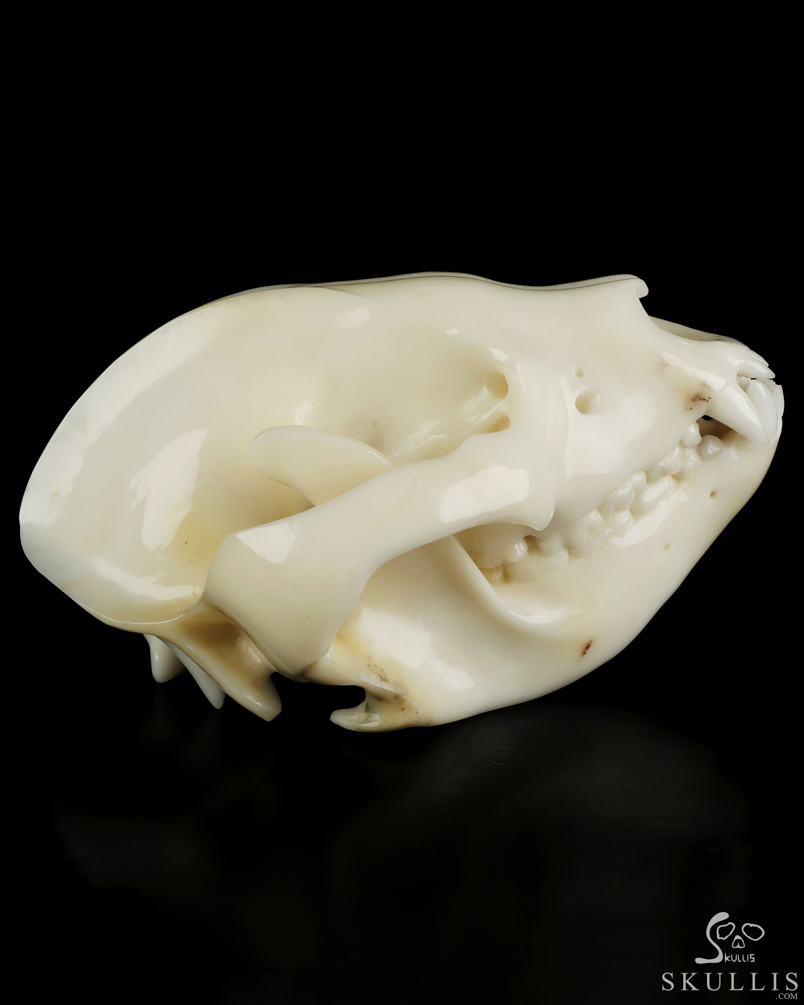 8.0" White Jade Hand Carved Wolf Crystal Skull Sculpture, Crystal Healing 8.0" White Jade Hand Carved Wolf Crystal Skull Sculpture, Crystal Healing
