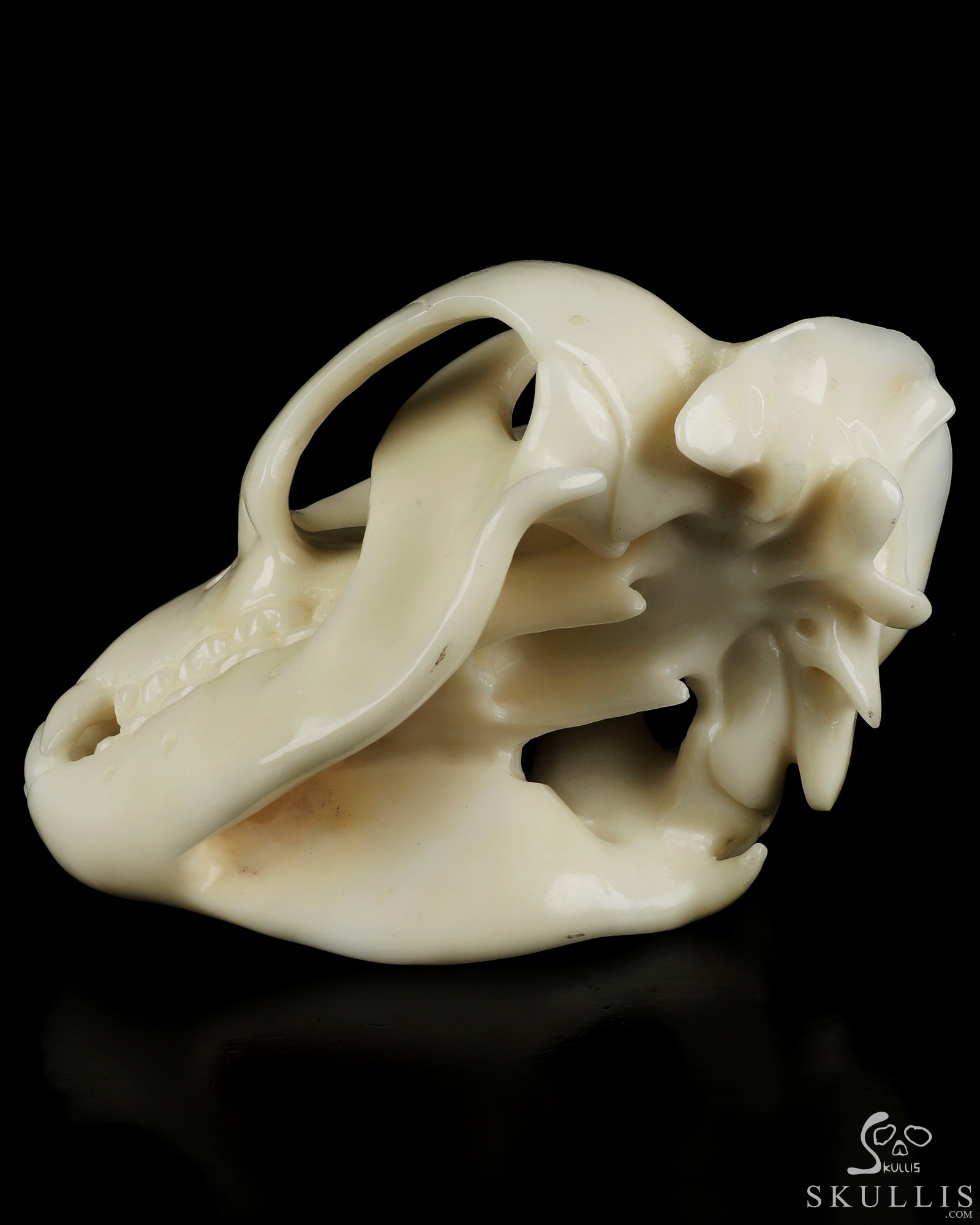 8.0" White Jade Hand Carved Wolf Crystal Skull Sculpture, Crystal Healing 8.0" White Jade Hand Carved Wolf Crystal Skull Sculpture, Crystal Healing
