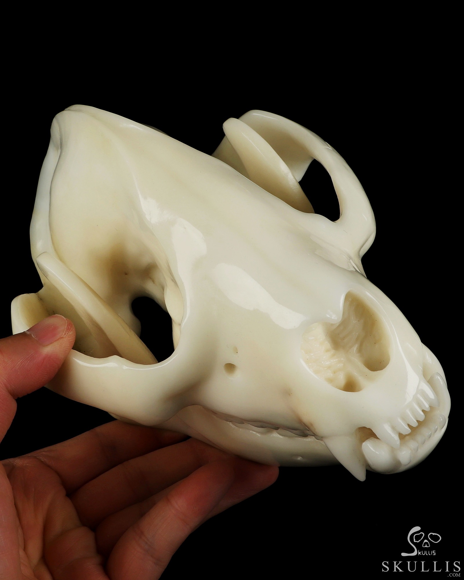 8.0" White Jade Hand Carved Wolf Crystal Skull Sculpture, Crystal Healing 8.0" White Jade Hand Carved Wolf Crystal Skull Sculpture, Crystal Healing