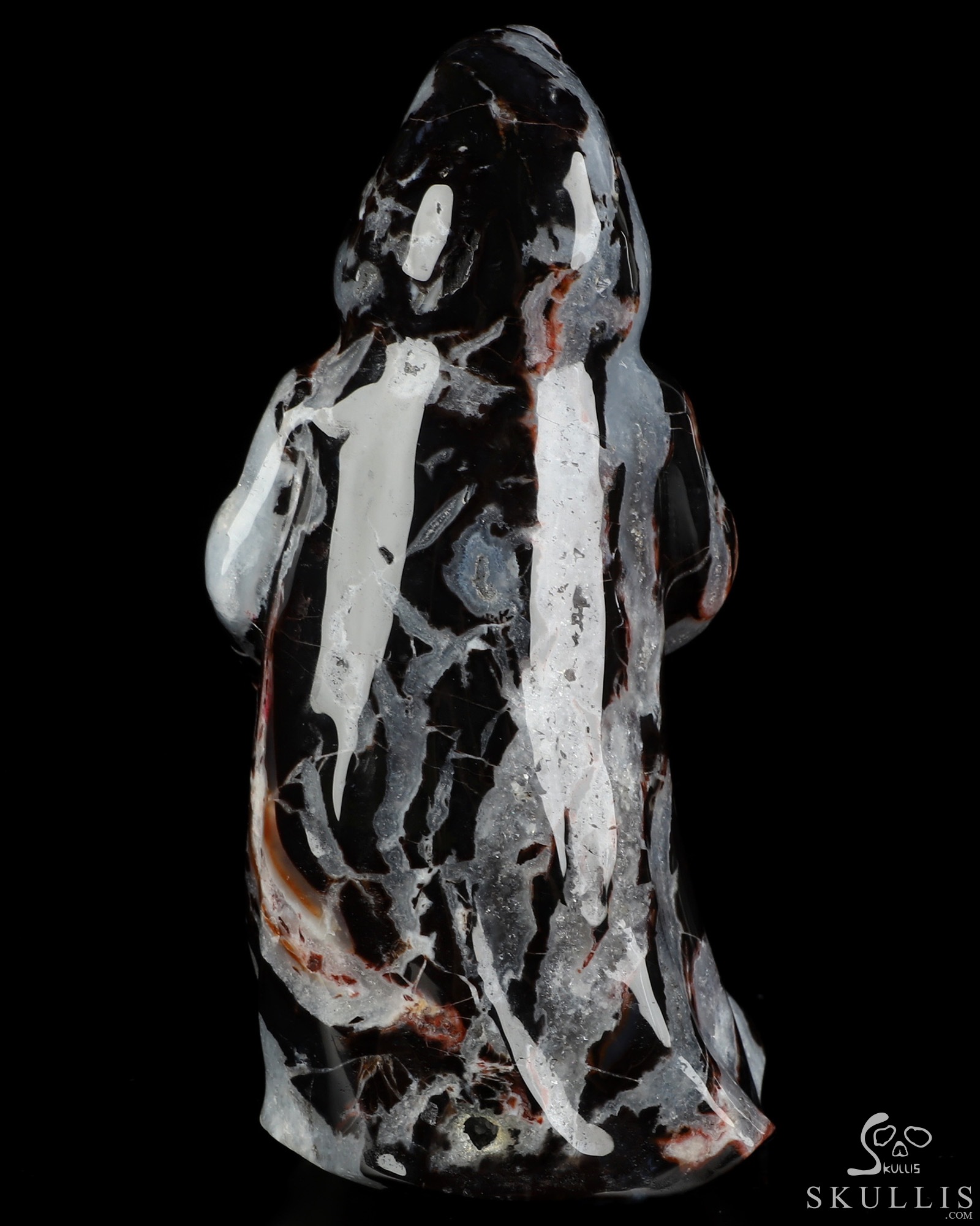 7.1" Black Zebra Agate Hand Carved Death Crystal Skull Sculpture, Crystal Healing 7.1" Black Zebra Agate Hand Carved Death Crystal Skull Sculpture, Crystal Healing