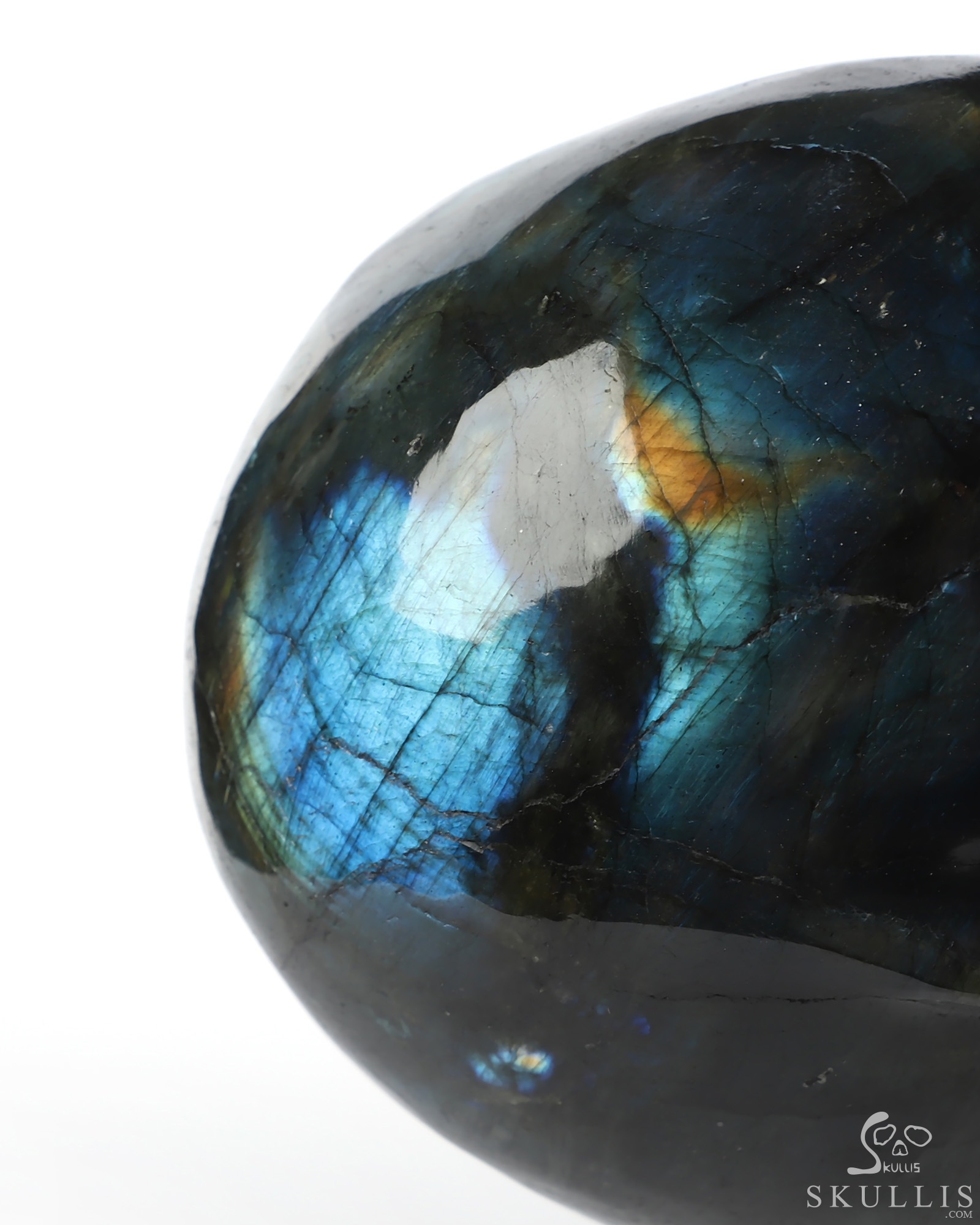Ring-Base Horned Skull - 6.5" Labradorite Hand Carved Crystal Skull Fine Art Sculpture, Crystal Healing Ring-Base Horned Skull - 6.5" Labradorite Hand Carved Crystal Skull Fine Art Sculpture, Crystal Healing