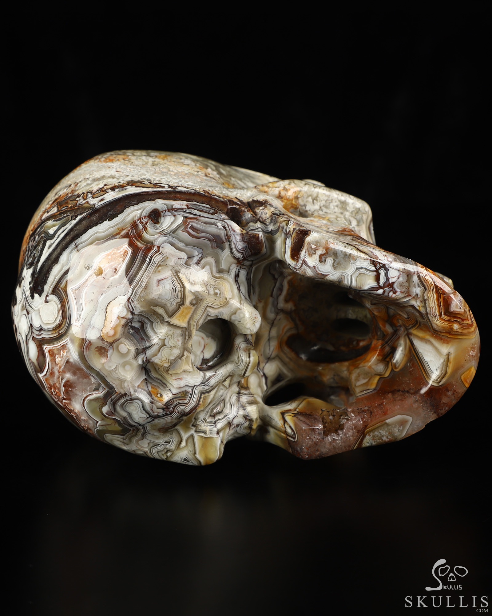 Gemstone 5.0" Red Crazy Lace Agate Hand Carved Crystal Skull, Super Realistic, Crystal Healing Gemstone 5.0" Red Crazy Lace Agate Hand Carved Crystal Skull, Super Realistic, Crystal Healing