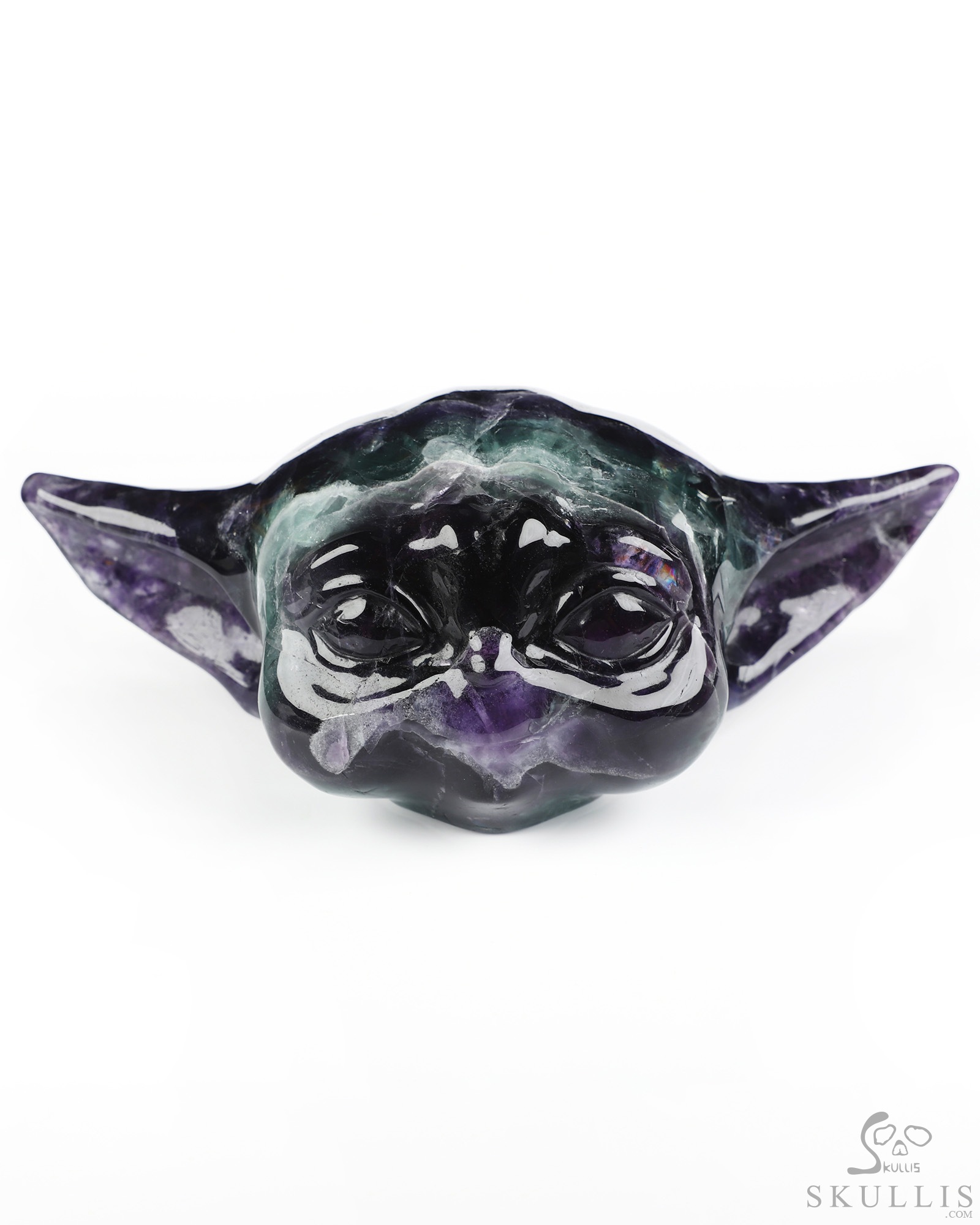 6.9" Fluorite Hand Carved Crystal Yoda Fine Art Sculpture, Crystal Healing 6.9" Fluorite Hand Carved Crystal Yoda Fine Art Sculpture, Crystal Healing