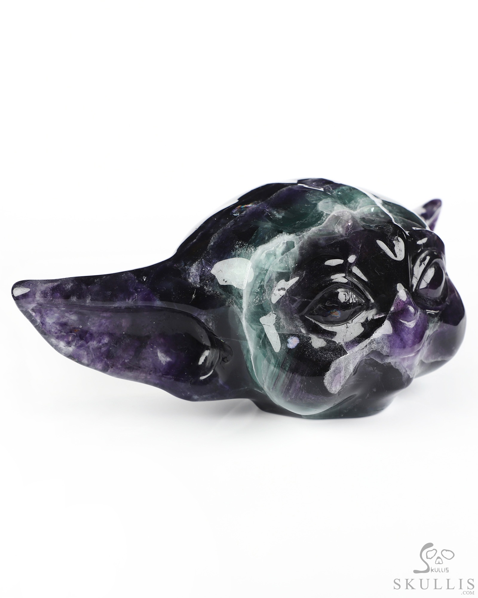 6.9" Fluorite Hand Carved Crystal Yoda Fine Art Sculpture, Crystal Healing 6.9" Fluorite Hand Carved Crystal Yoda Fine Art Sculpture, Crystal Healing