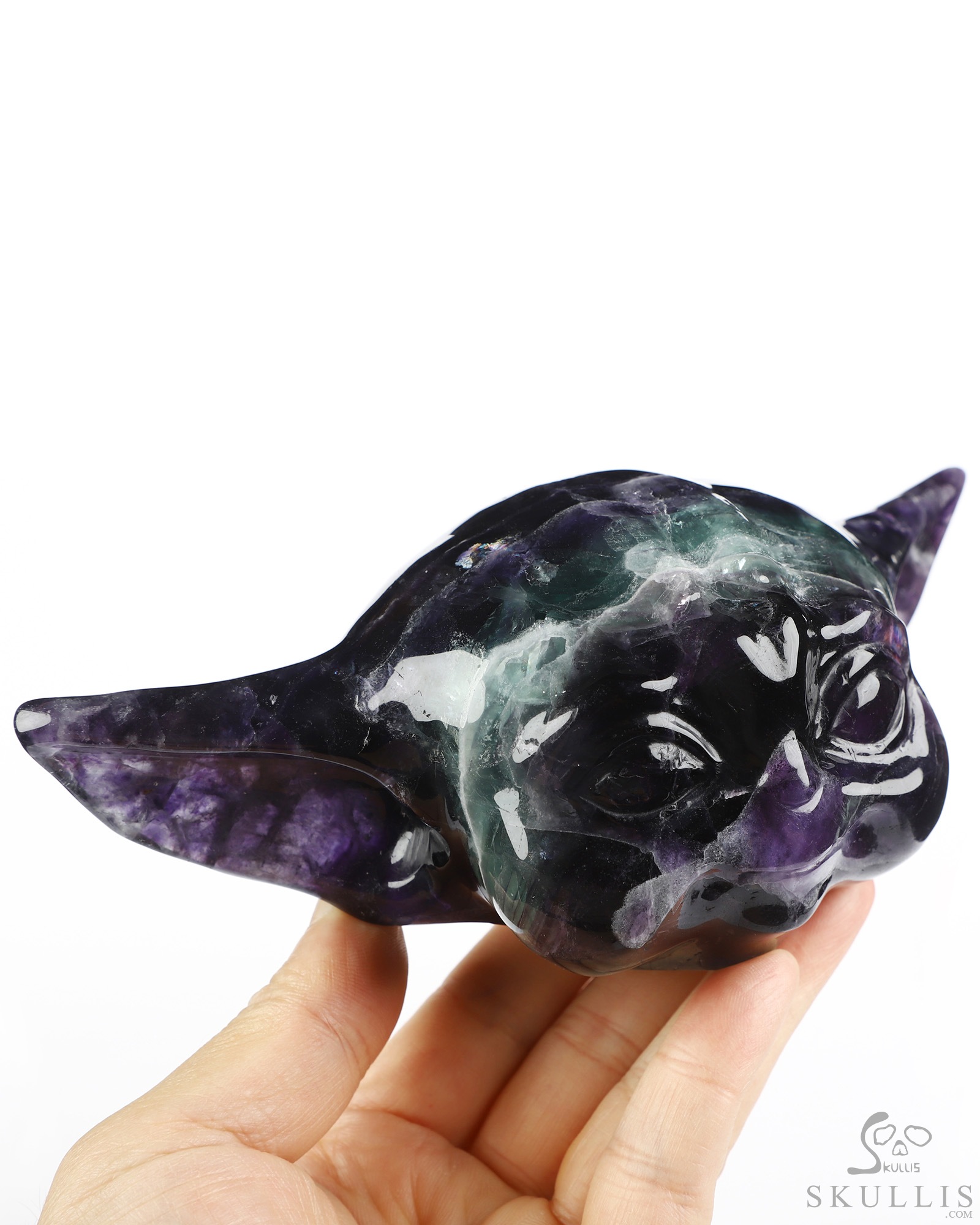6.9" Fluorite Hand Carved Crystal Yoda Fine Art Sculpture, Crystal Healing 6.9" Fluorite Hand Carved Crystal Yoda Fine Art Sculpture, Crystal Healing