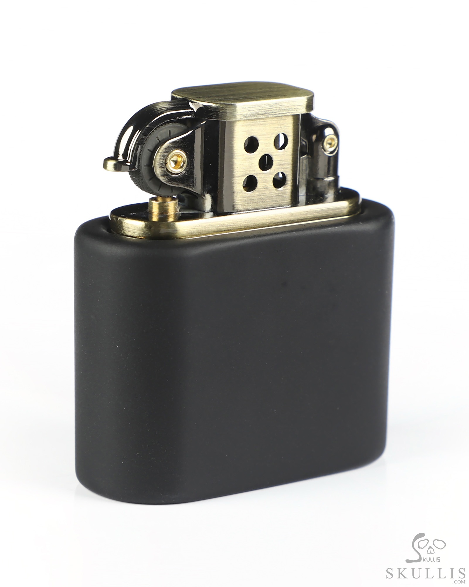 Bonefire - 2.1" Black Obsidian Hand-Carved Relief Crystal Skull Refillable Kerosene Novelty Pocket Lighter Accessory Bonefire - 2.1" Black Obsidian Hand-Carved Relief Crystal Skull Refillable Kerosene Novelty Pocket Lighter Accessory