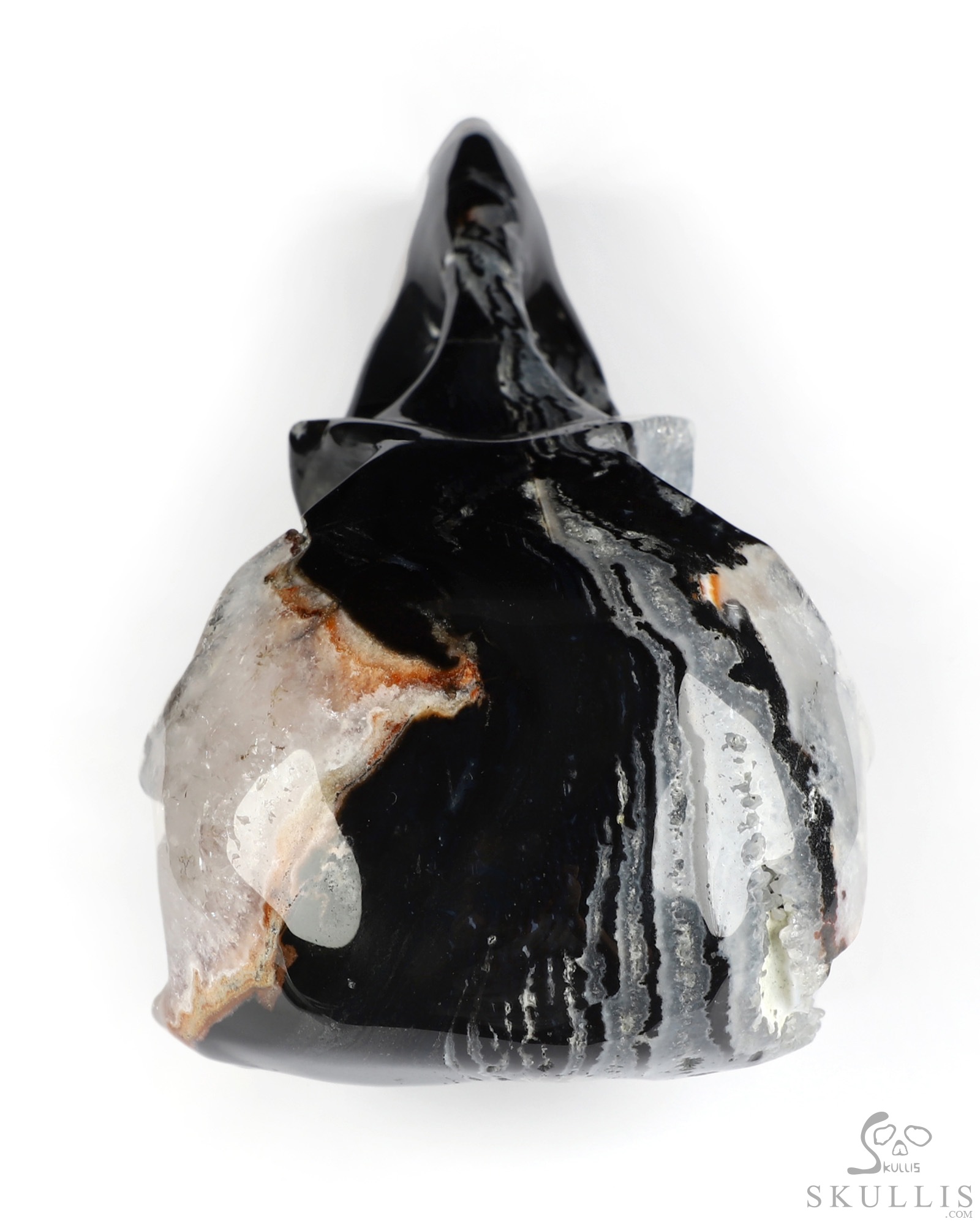 9.3" Black Zebra Agate Hand Carved Raven Crystal Skull Sculpture, Crystal Healing 9.3" Black Zebra Agate Hand Carved Raven Crystal Skull Sculpture, Crystal Healing