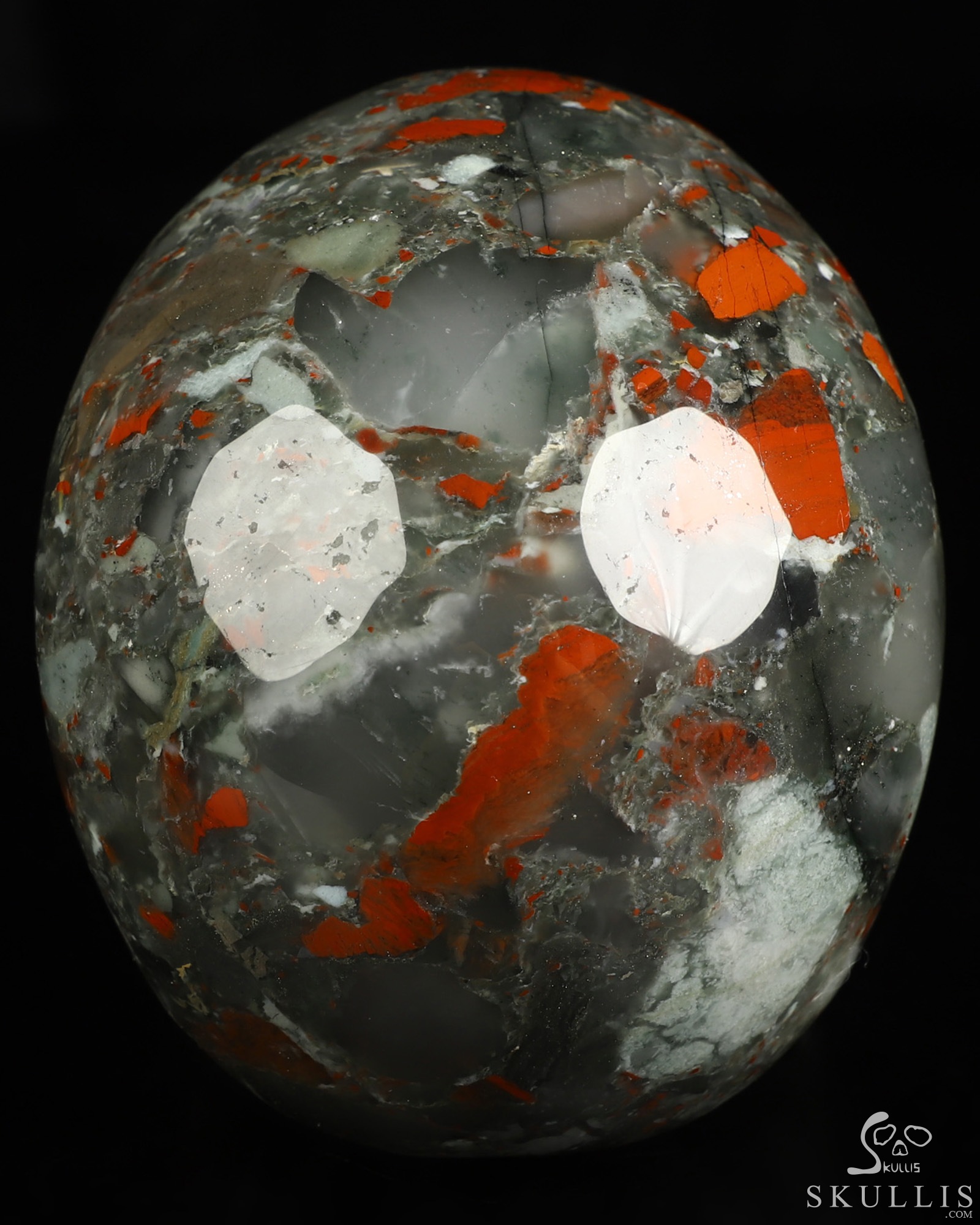 5.0" African Bloodstone Hand Carved Crystal Skull, Realistic, Crystal Healing 5.0" African Bloodstone Hand Carved Crystal Skull, Realistic, Crystal Healing