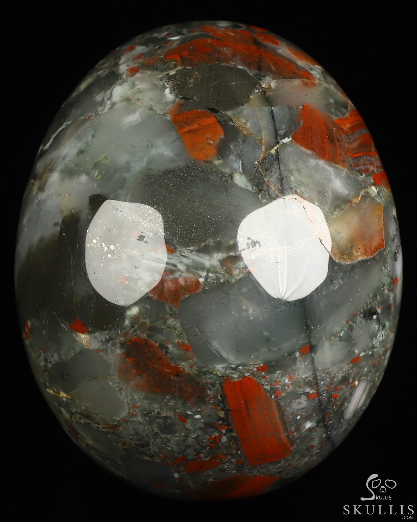 5.0" African Bloodstone Hand Carved Crystal Skull, Realistic, Crystal Healing 5.0" African Bloodstone Hand Carved Crystal Skull, Realistic, Crystal Healing