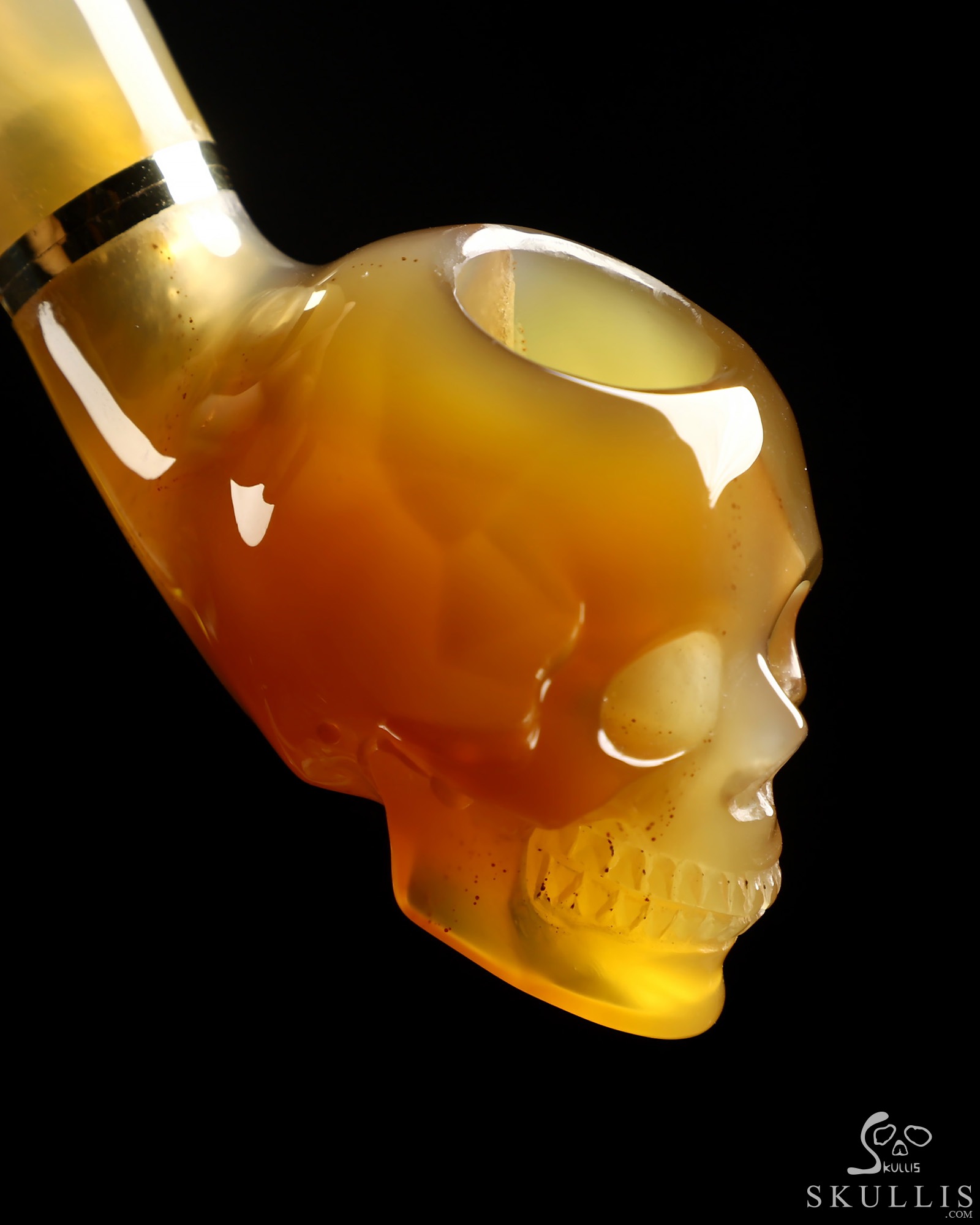 5.7" Premium Brazilian Agate Hand Carved Crystal Skull Pipe, Crystal Healing 5.7" Premium Brazilian Agate Hand Carved Crystal Skull Pipe, Crystal Healing