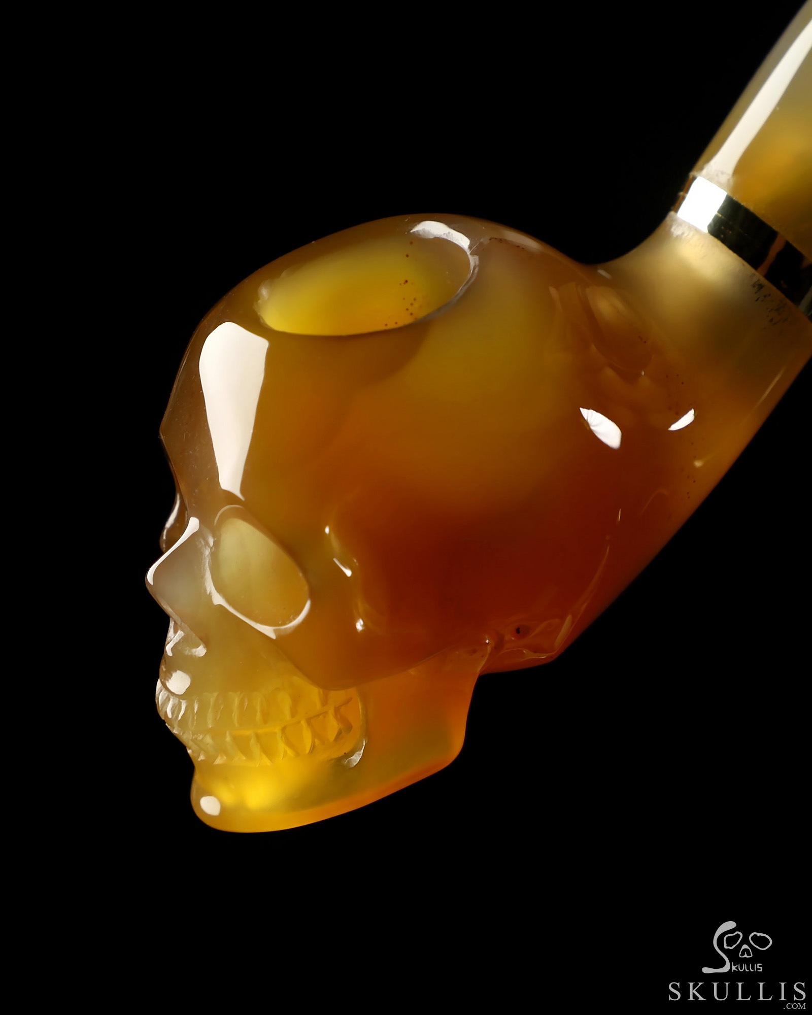 5.7" Premium Brazilian Agate Hand Carved Crystal Skull Pipe, Crystal Healing 5.7" Premium Brazilian Agate Hand Carved Crystal Skull Pipe, Crystal Healing