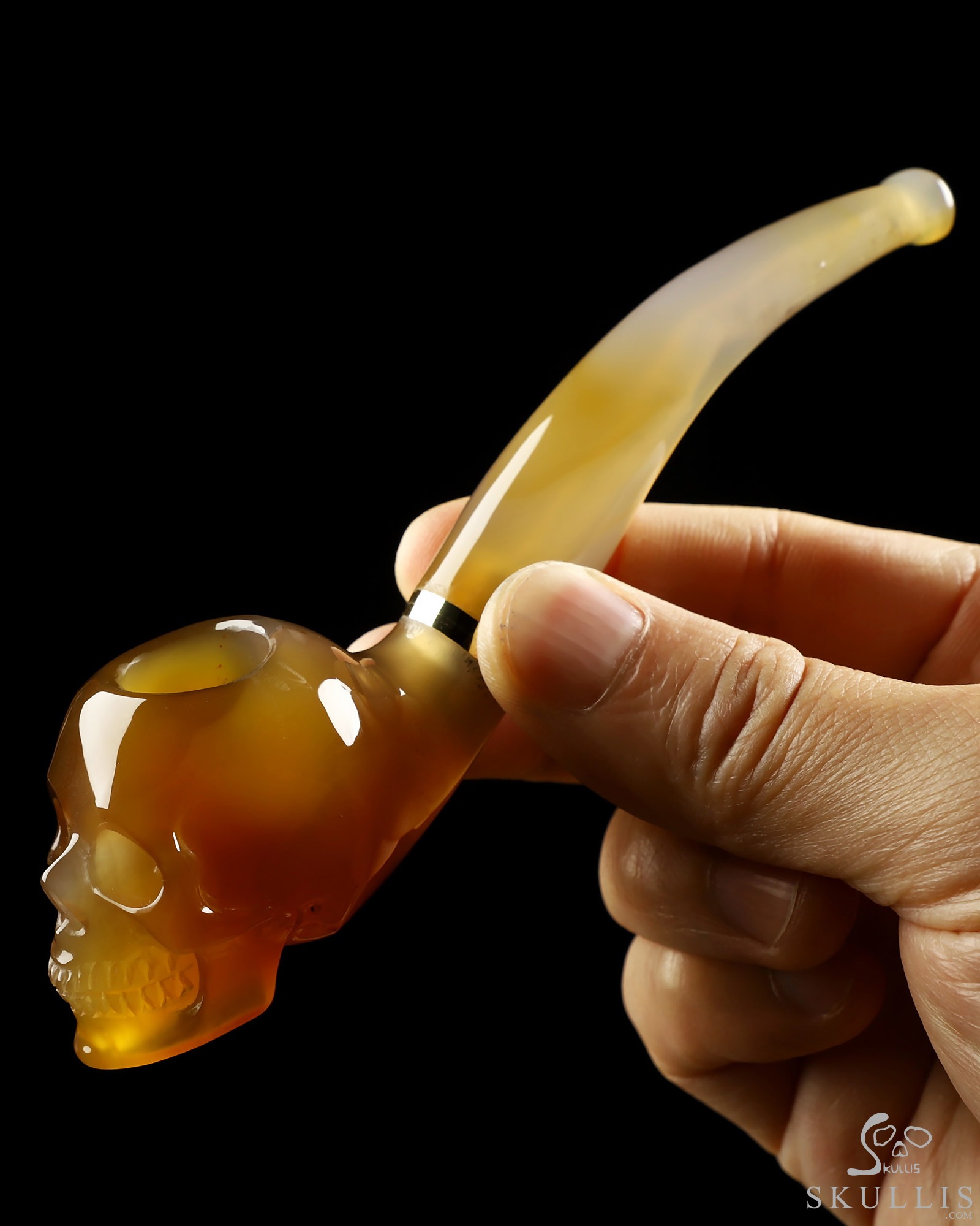 5.7" Premium Brazilian Agate Hand Carved Crystal Skull Pipe, Crystal Healing 5.7" Premium Brazilian Agate Hand Carved Crystal Skull Pipe, Crystal Healing